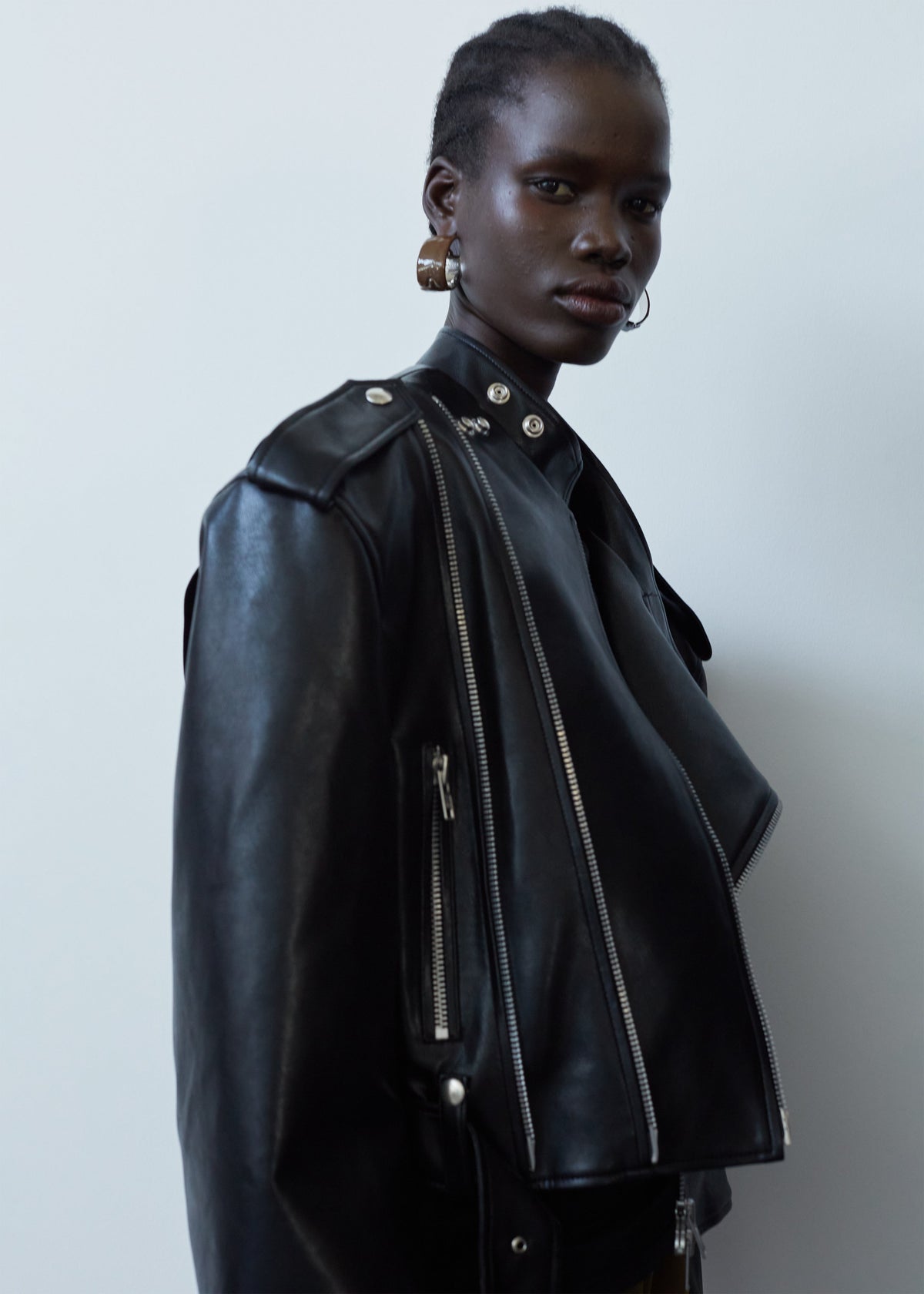 Teagan Boxy Faux Leather Jacket - Black – view 3 of 11