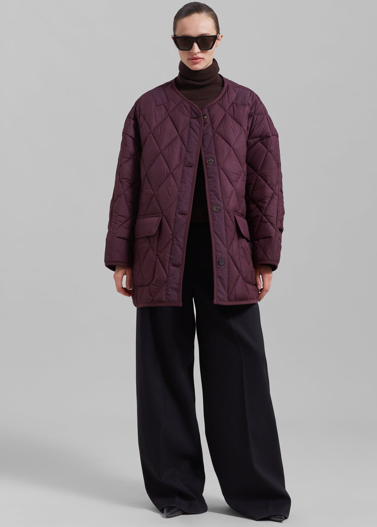 Teddy Quilted Jacket - Burgundy – view 9 of 10