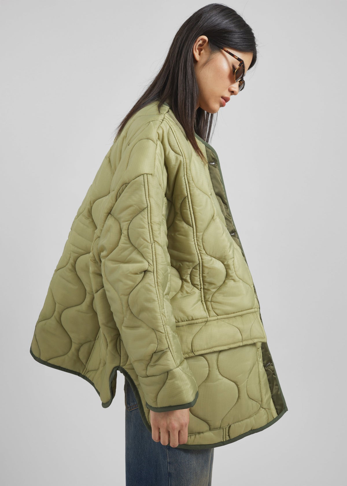 Teddy Quilted Jacket - Moss Green – view 3 of 11