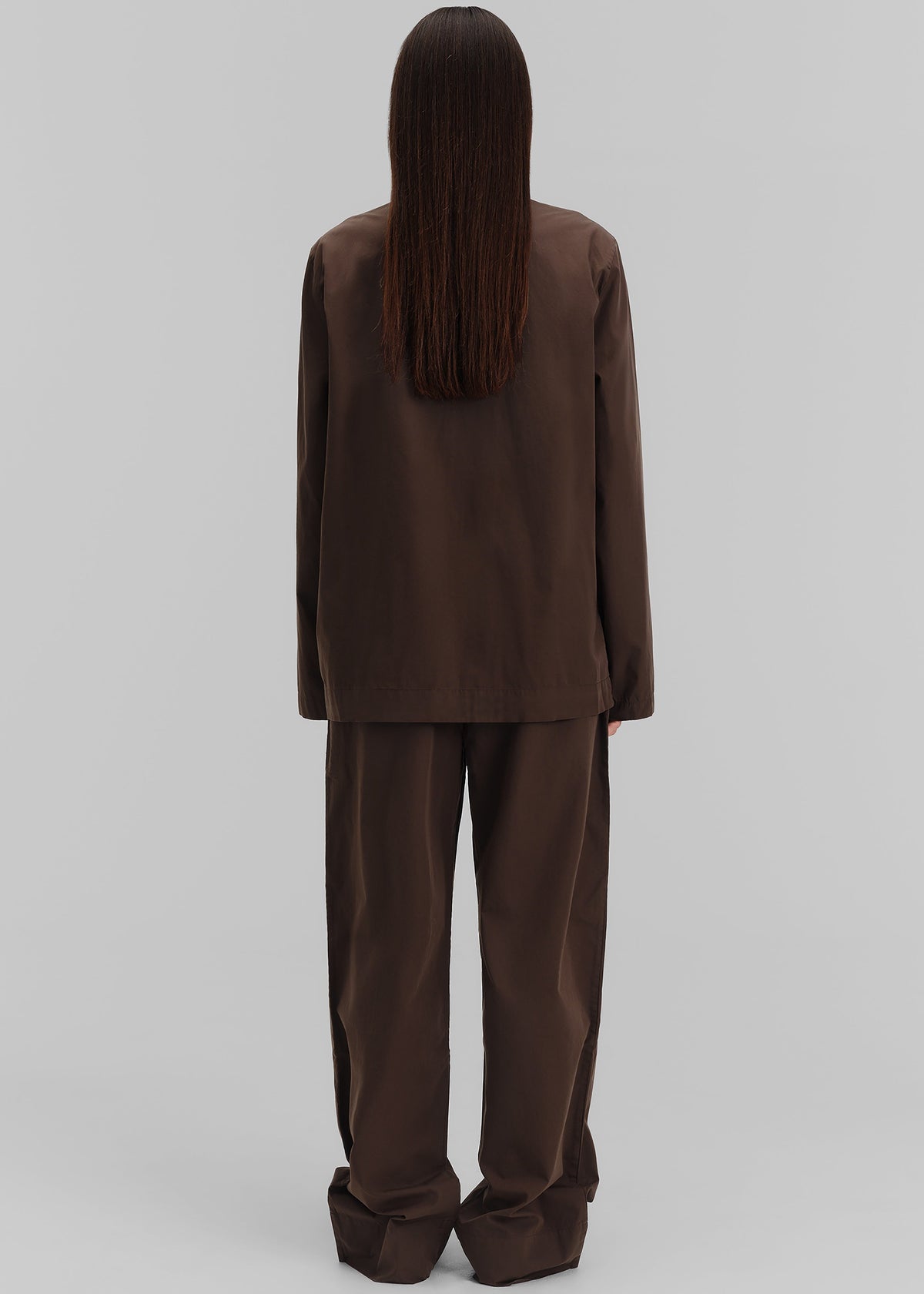 Tekla Poplin Pyjama Shirt - Coffee – view 9 of 10