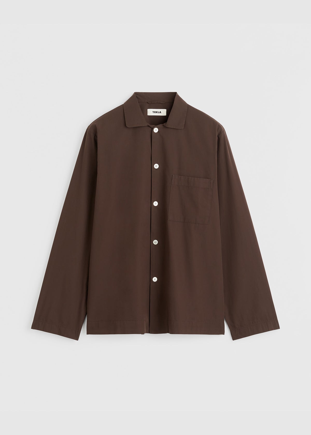 Tekla Poplin Pyjama Shirt - Coffee – view 10 of 10