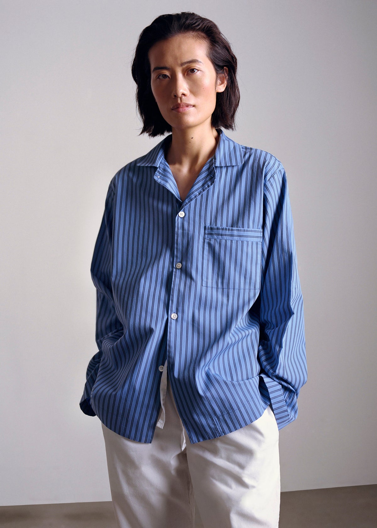 Tekla Poplin Pyjama Shirt - Boro Stripes – view 1 of 11