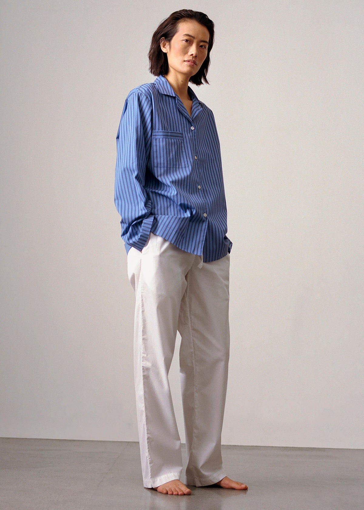 Tekla Poplin Pyjama Shirt - Boro Stripes – view 2 of 11