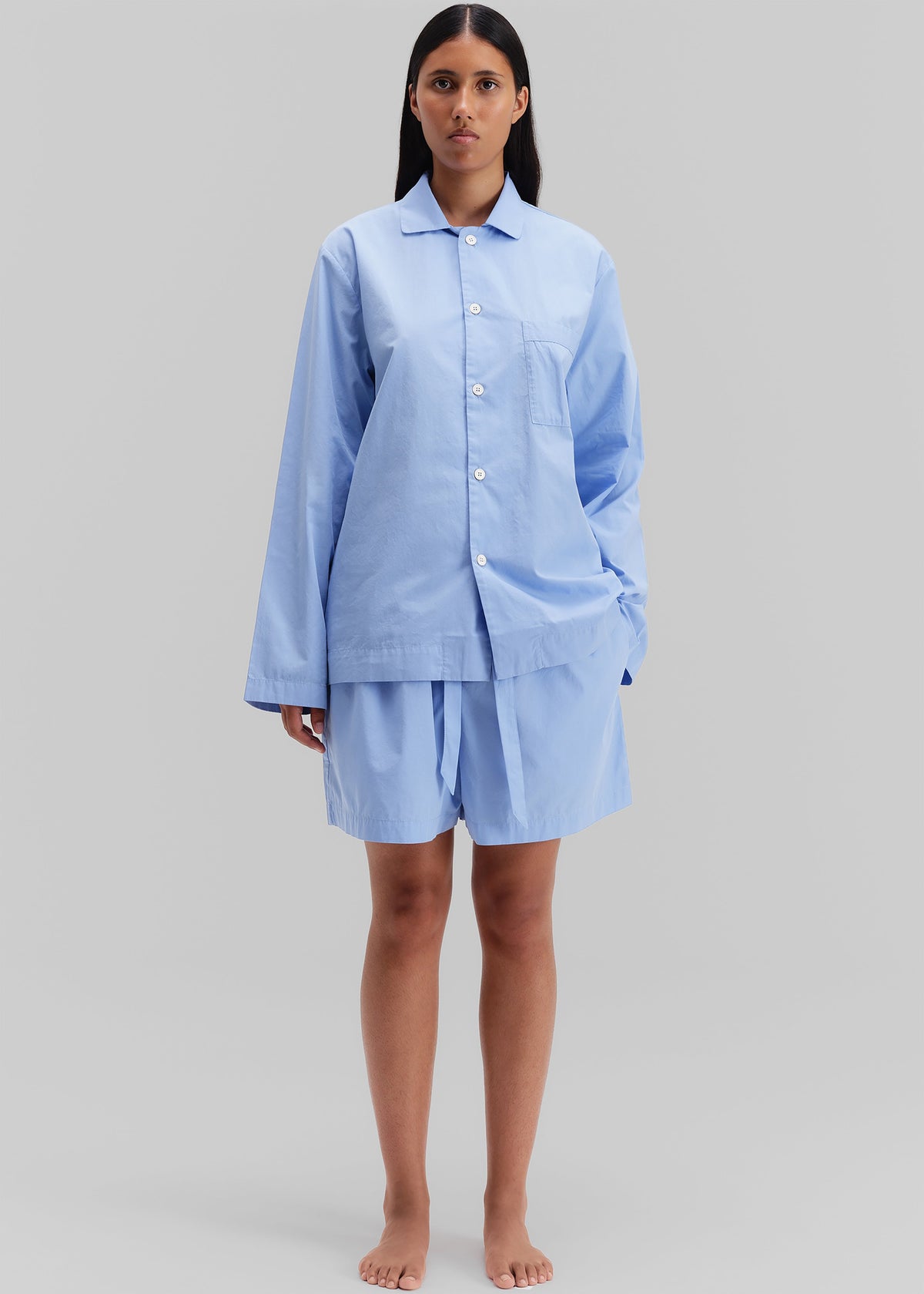 Tekla Poplin Pyjama Shorts - Cornflower Blue – view 4 of 11