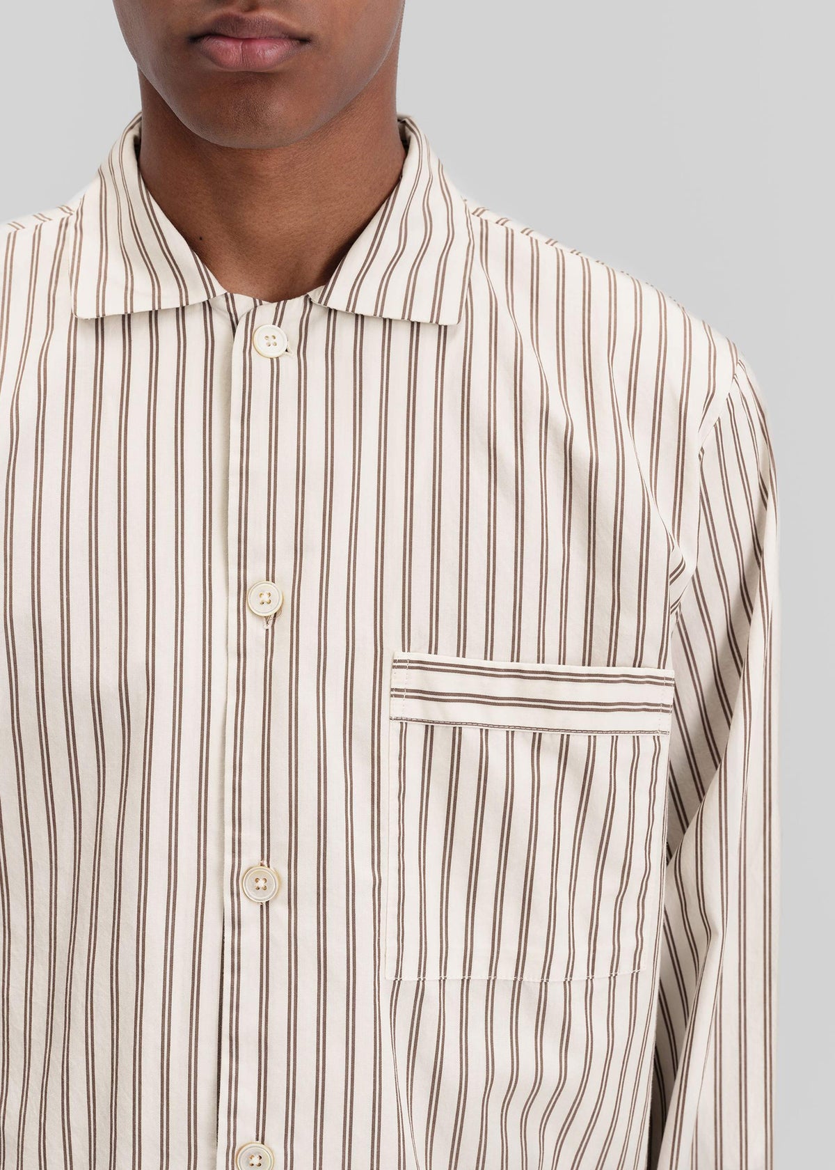 Tekla Poplin Pyjama Shirt - Hopper Stripes – view 4 of 13