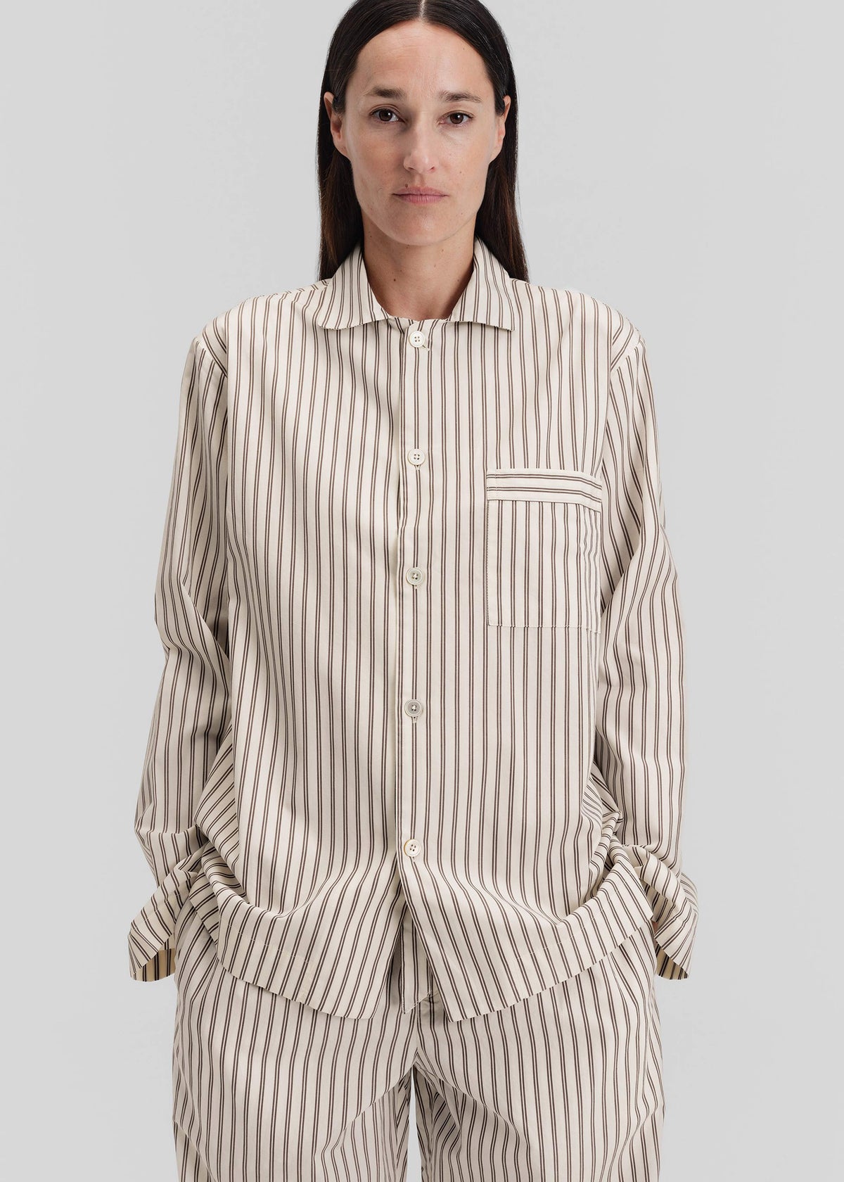 Tekla Poplin Pyjama Shirt - Hopper Stripes – view 1 of 13