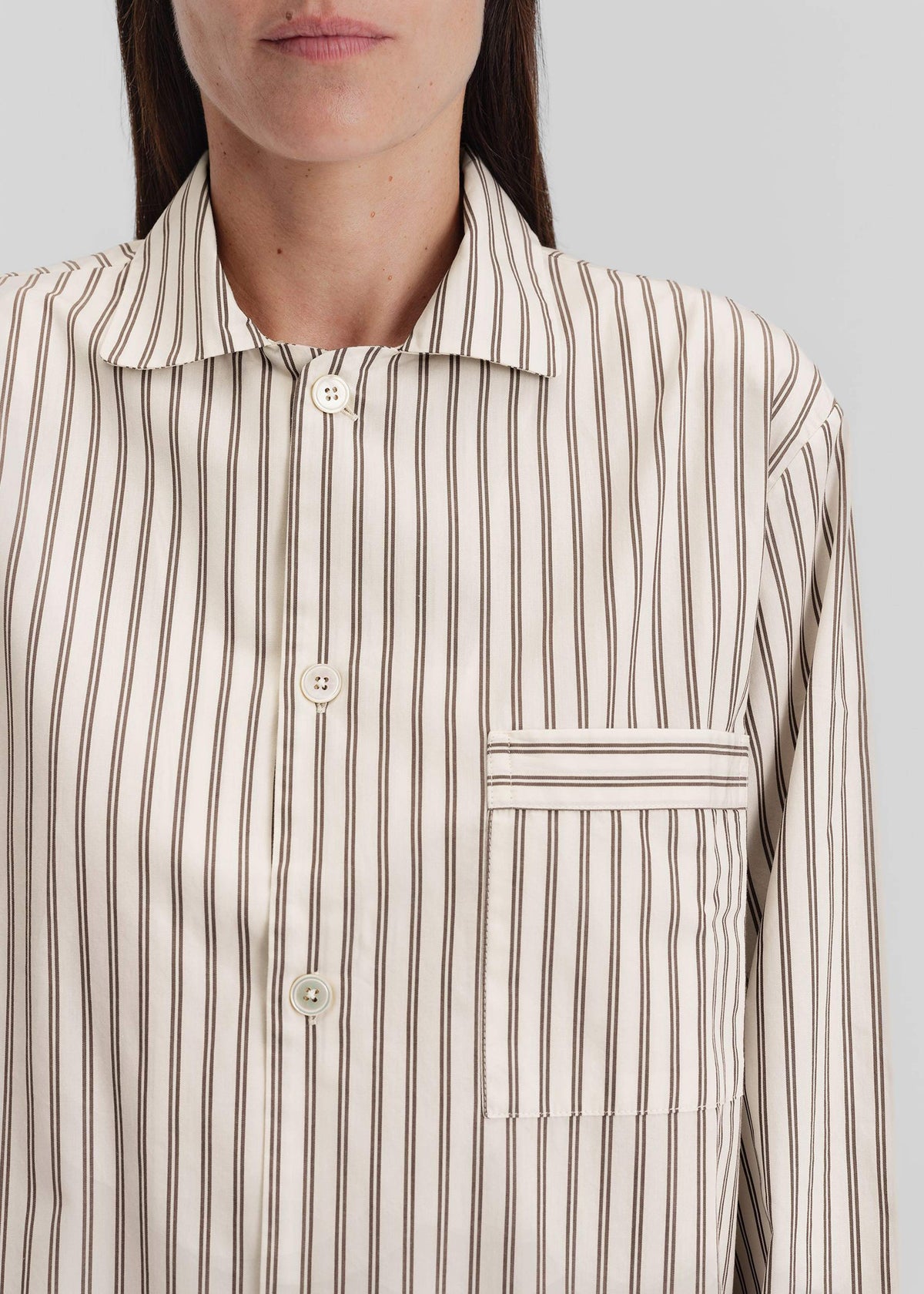 Tekla Poplin Pyjama Shirt - Hopper Stripes – view 2 of 13
