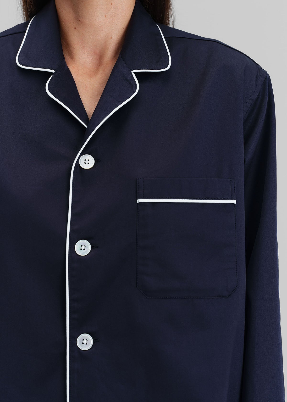Tekla Sateen Pyjama Shirt - Chelsea – view 2 of 13