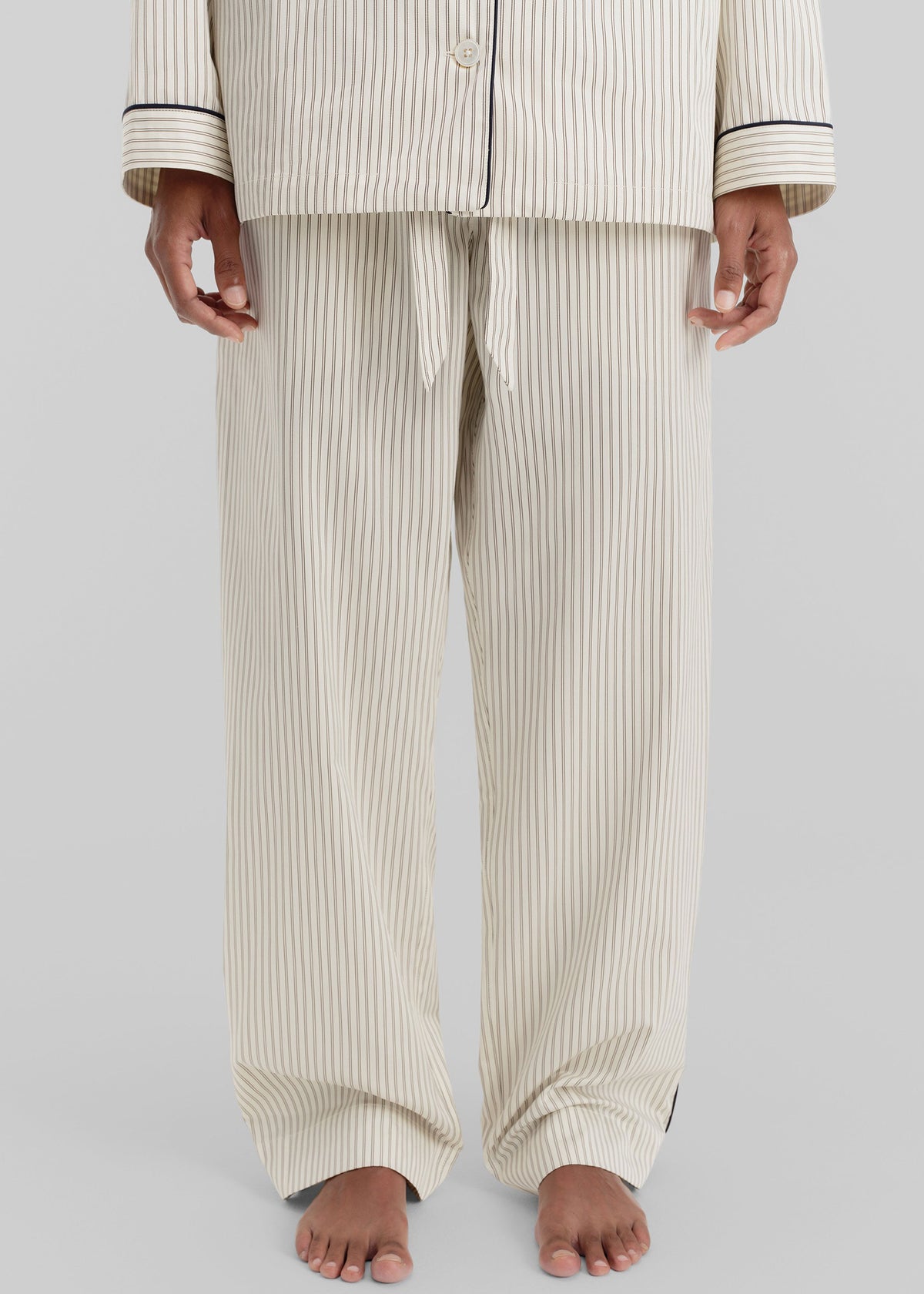 Tekla Sateen Pyjama Pants - Brown Pinstripe – view 3 of 8