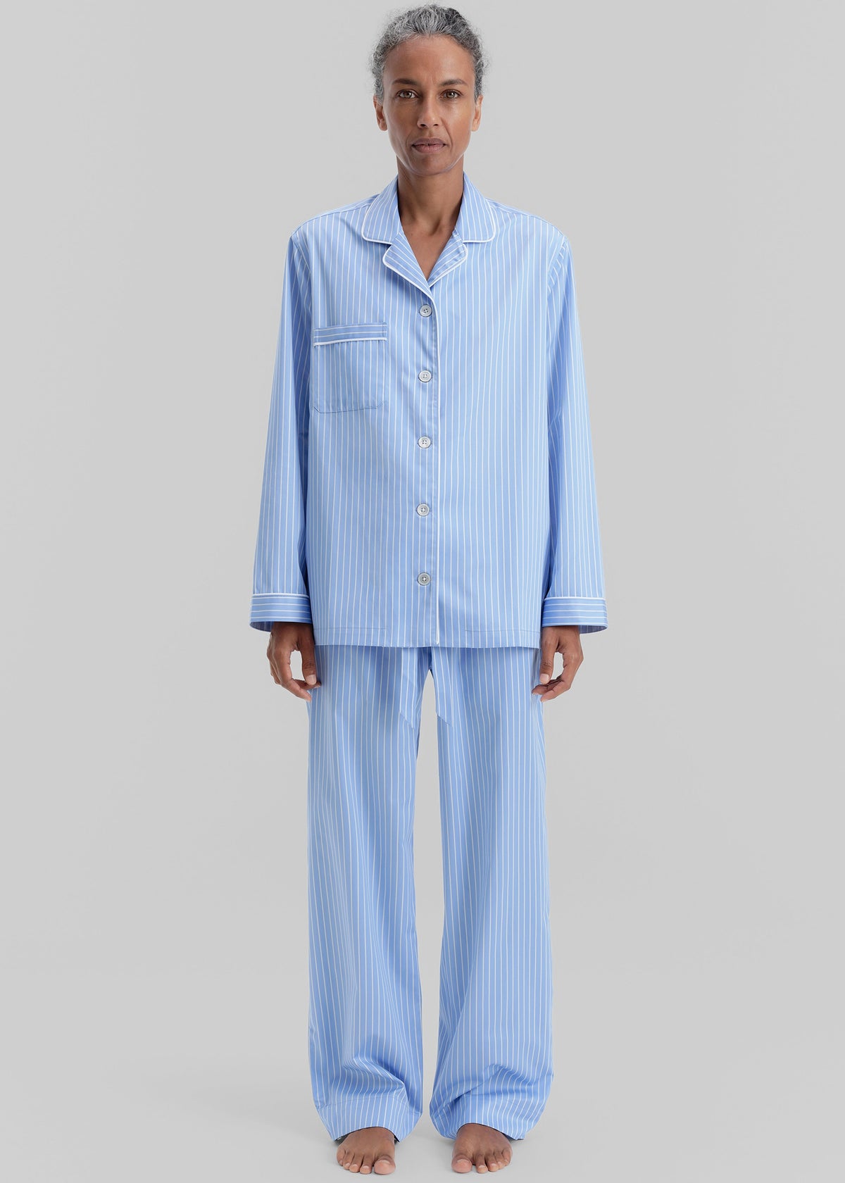 Tekla Sateen Pyjama Pants - Polo Stripes – view 2 of 7