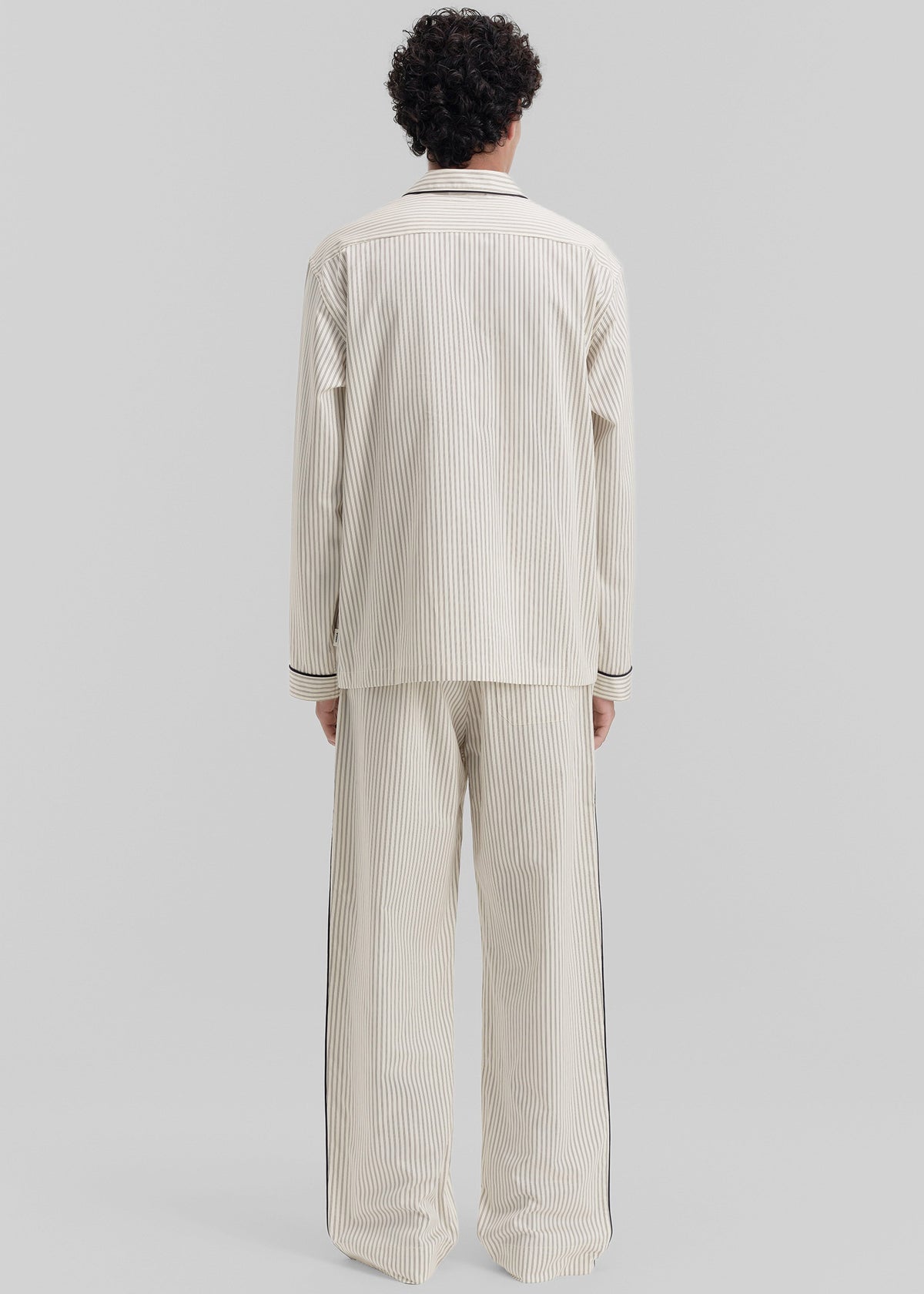 Tekla Sateen Pyjama Shirt - Brown Pinstripe – view 8 of 9