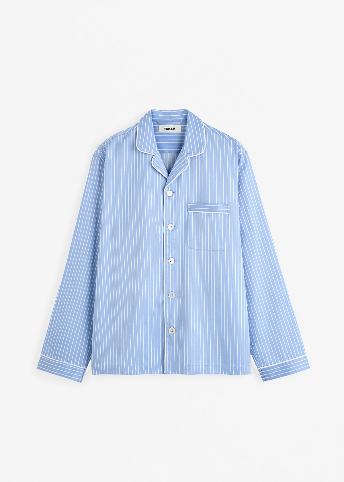 Tekla Sateen Pyjama Shirt - Polo Stripes – view 7 of 7