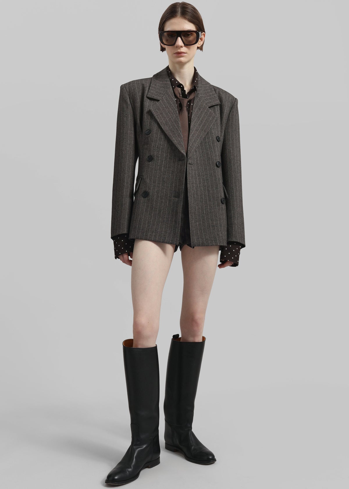 Tenby Striped Cinched Blazer - Brown Melange – view 5 of 9