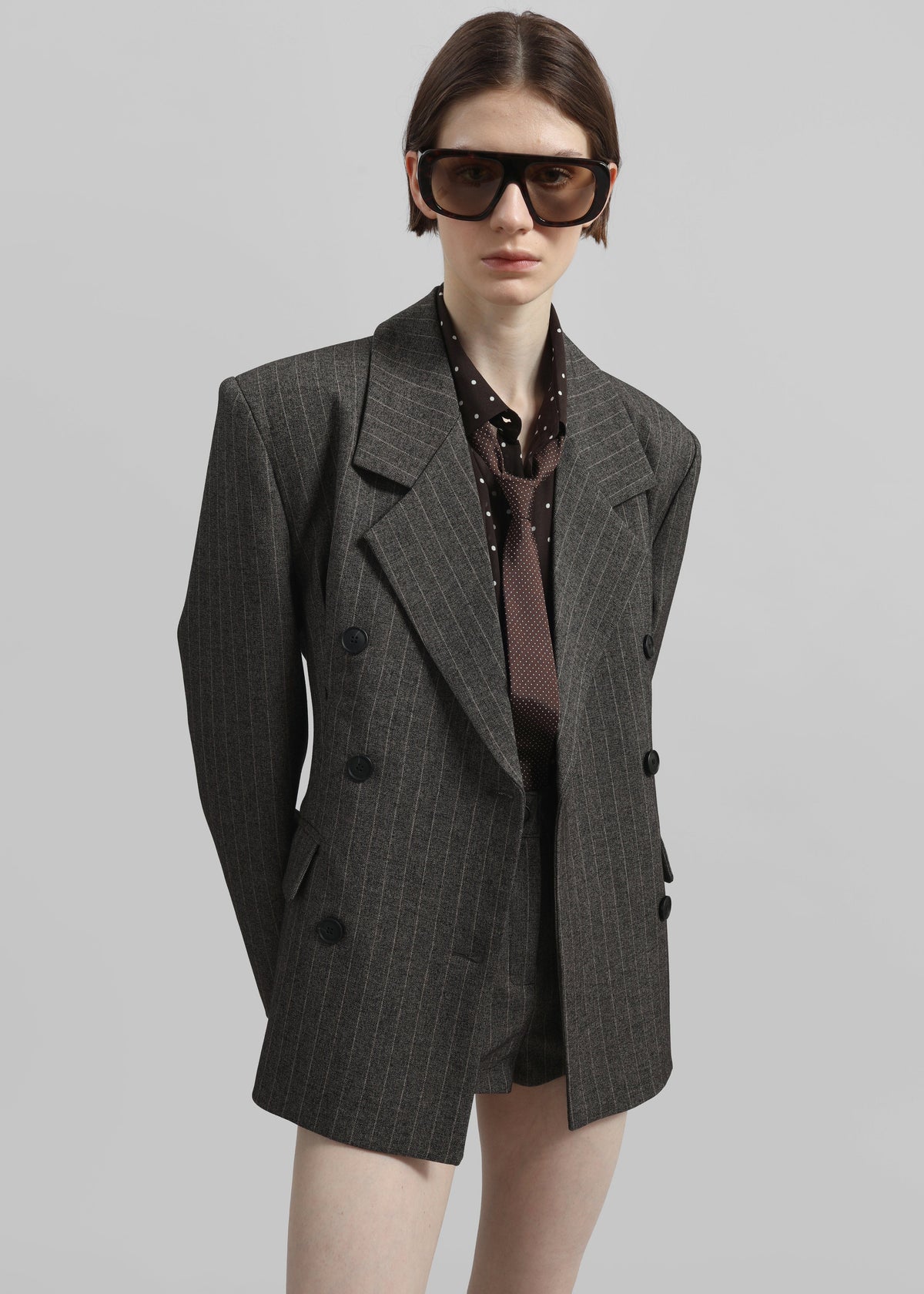 Tenby Striped Cinched Blazer - Brown Melange – view 2 of 9