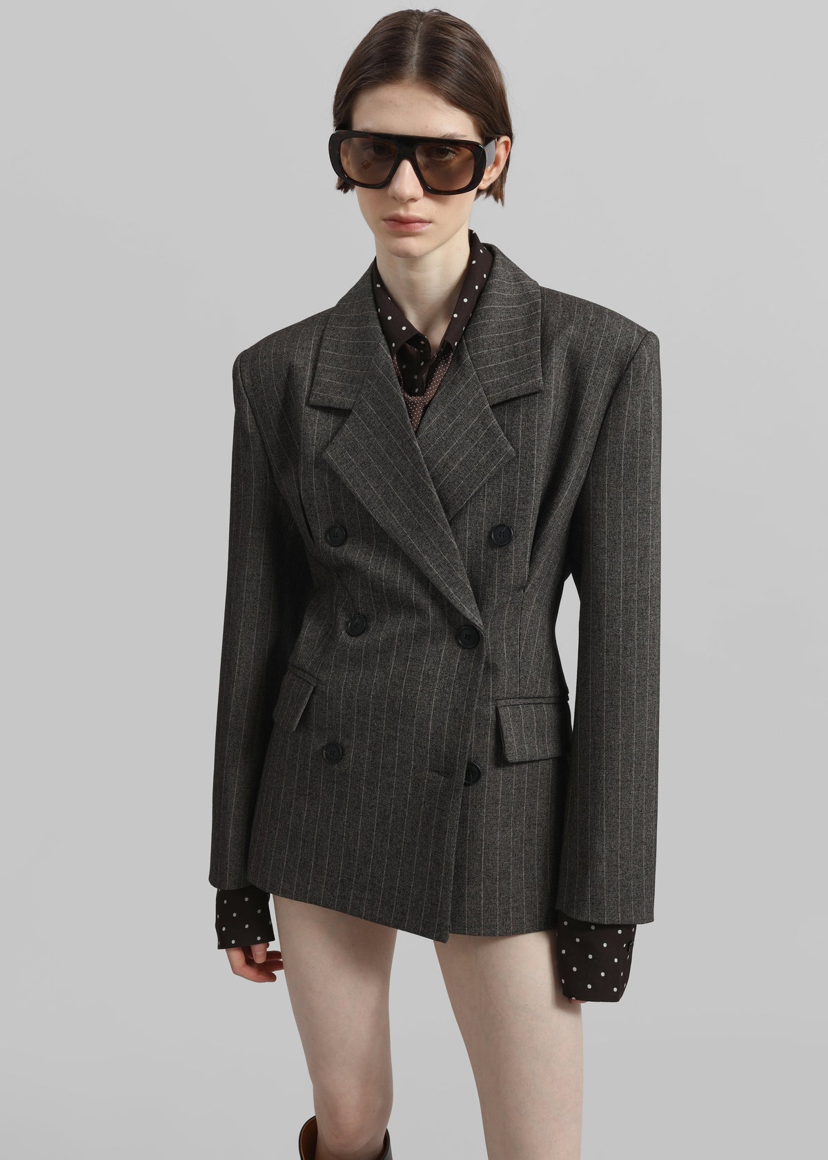 Tenby Striped Cinched Blazer - Brown Melange – view 4 of 9