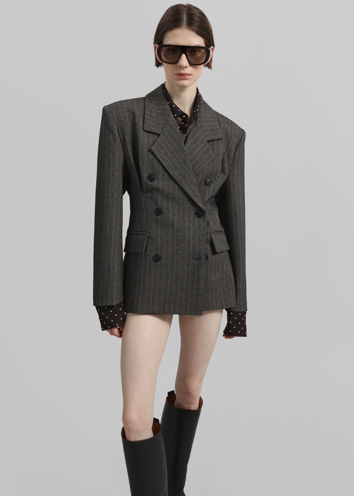 Tenby Striped Cinched Blazer - Brown Melange – view 1 of 9