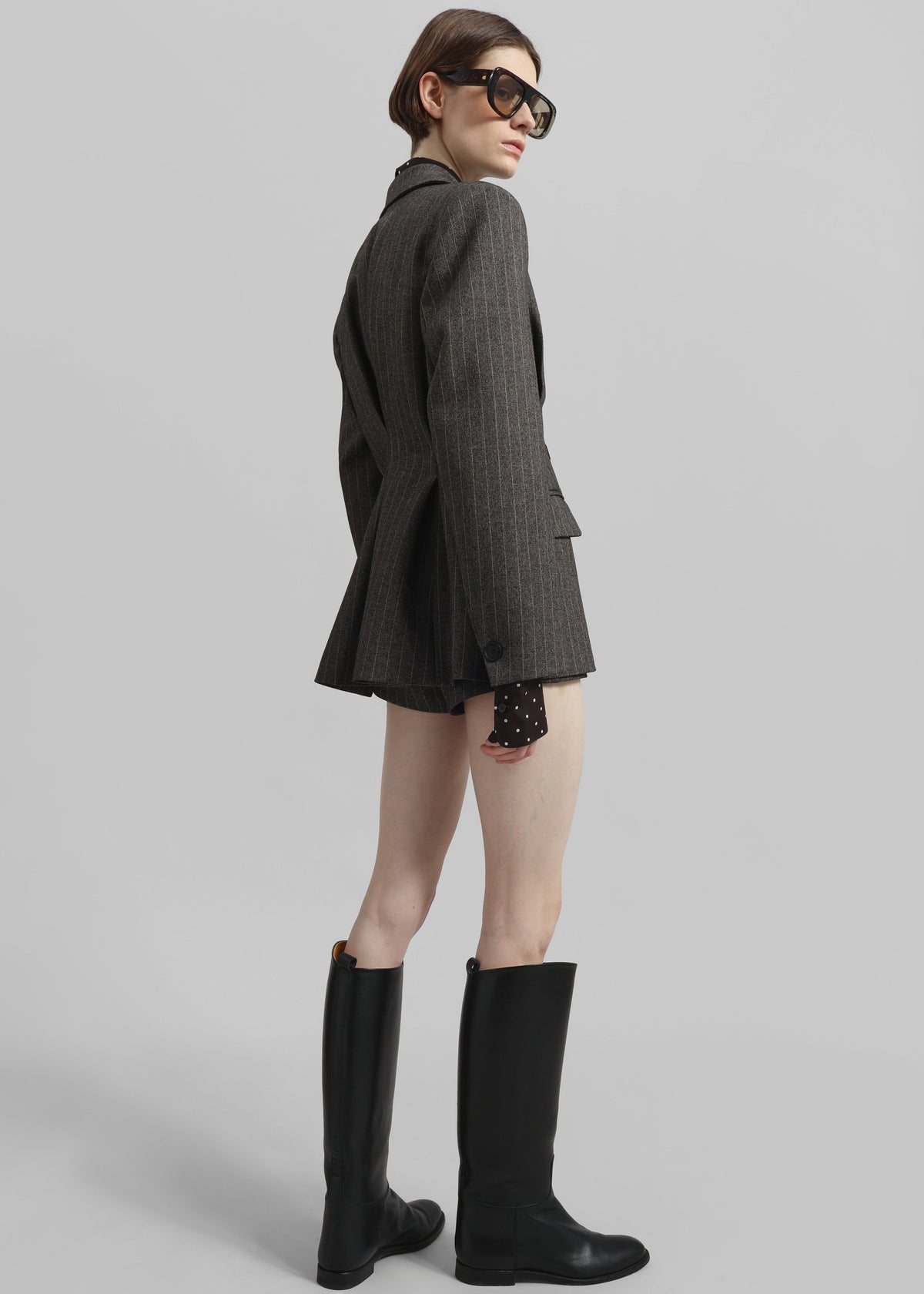 Tenby Striped Cinched Blazer - Brown Melange – view 8 of 9