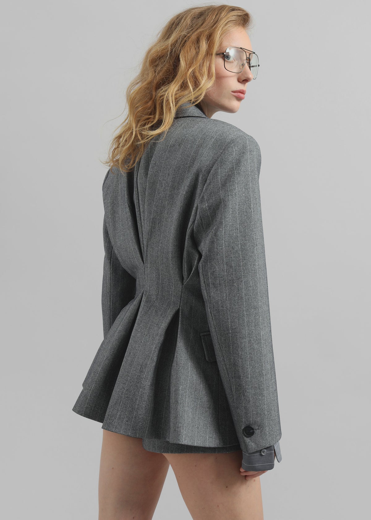 Tenby Striped Cinched Blazer - Grey Melange – view 2 of 9