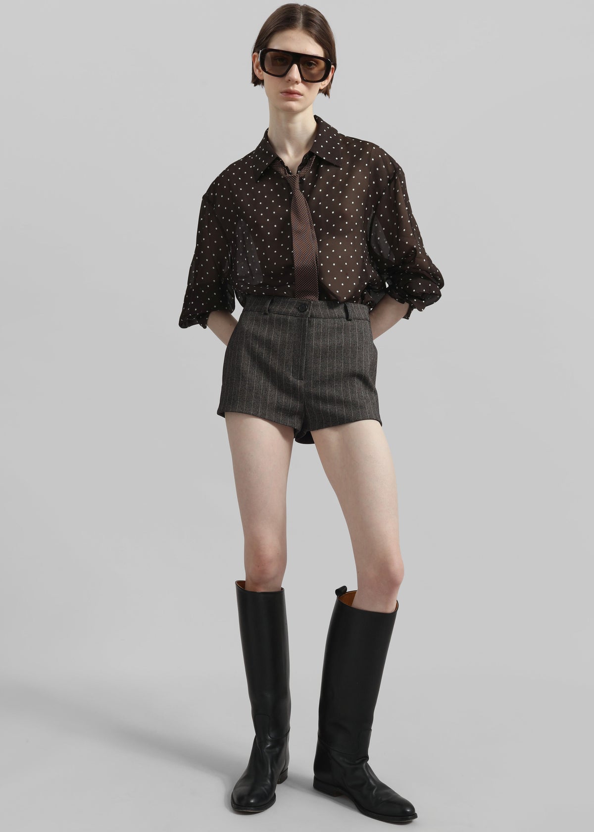 Tenby Striped Hot Pants - Brown Melange – view 1 of 8