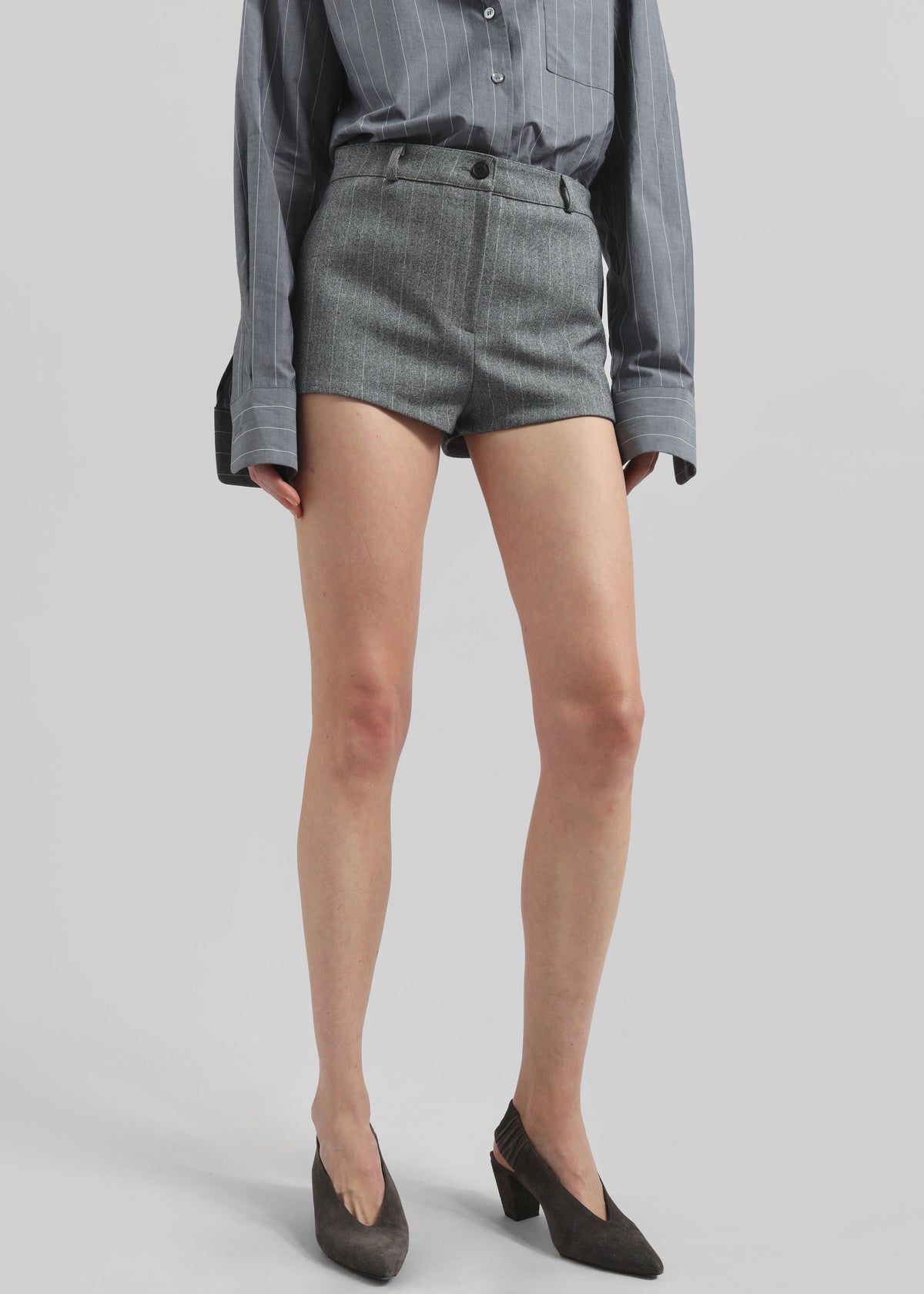 Tenby Striped Hot Pants - Grey Melange – view 1 of 9