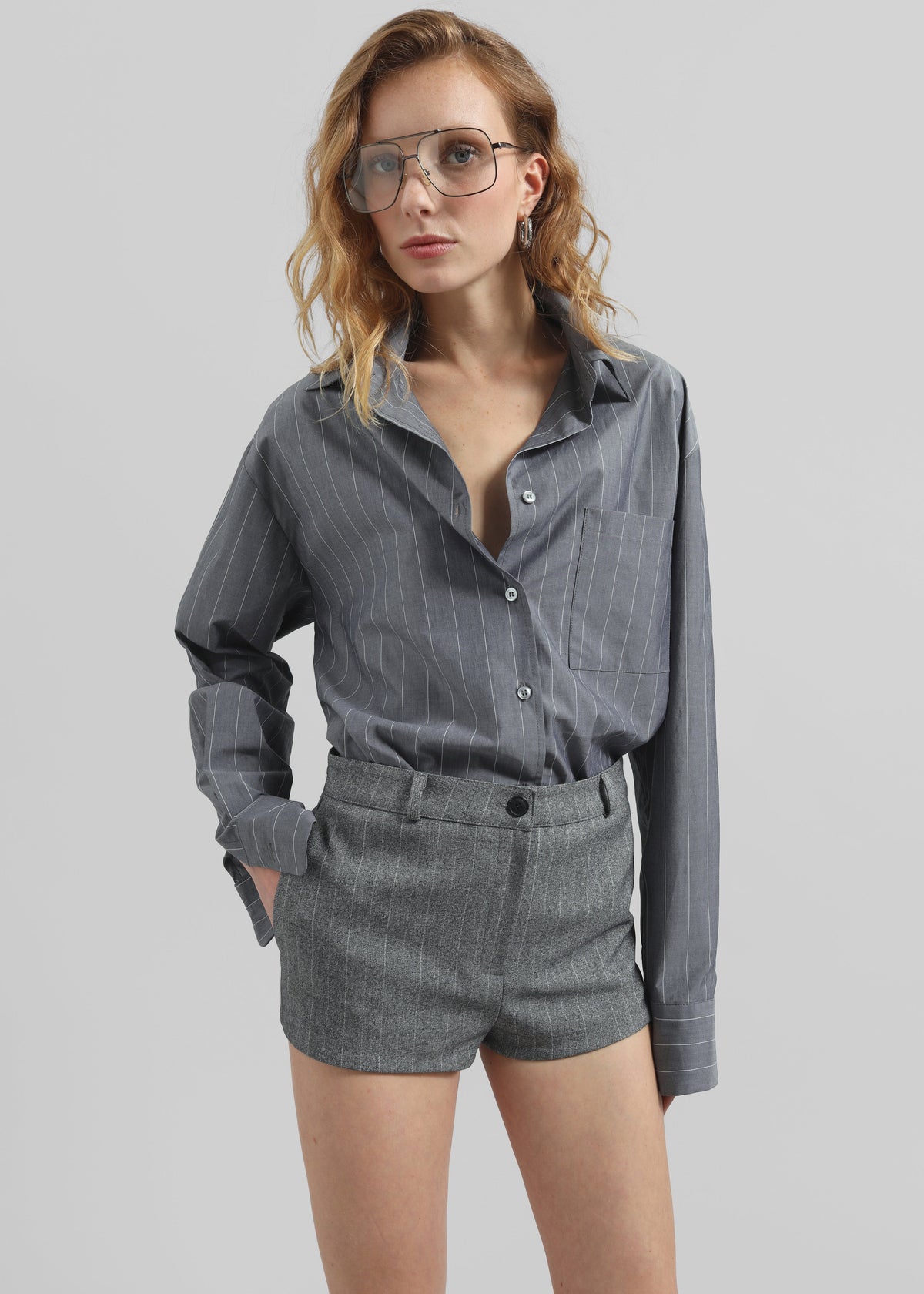 Tenby Striped Hot Pants - Grey Melange – view 3 of 9