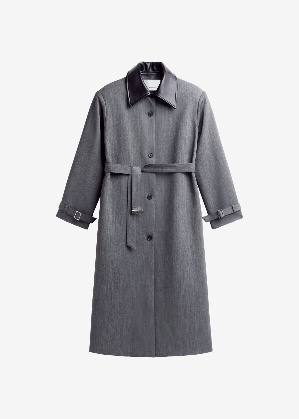 Teran Faux Leather Collar Coat - Dark Grey Melange – view 8 of 8