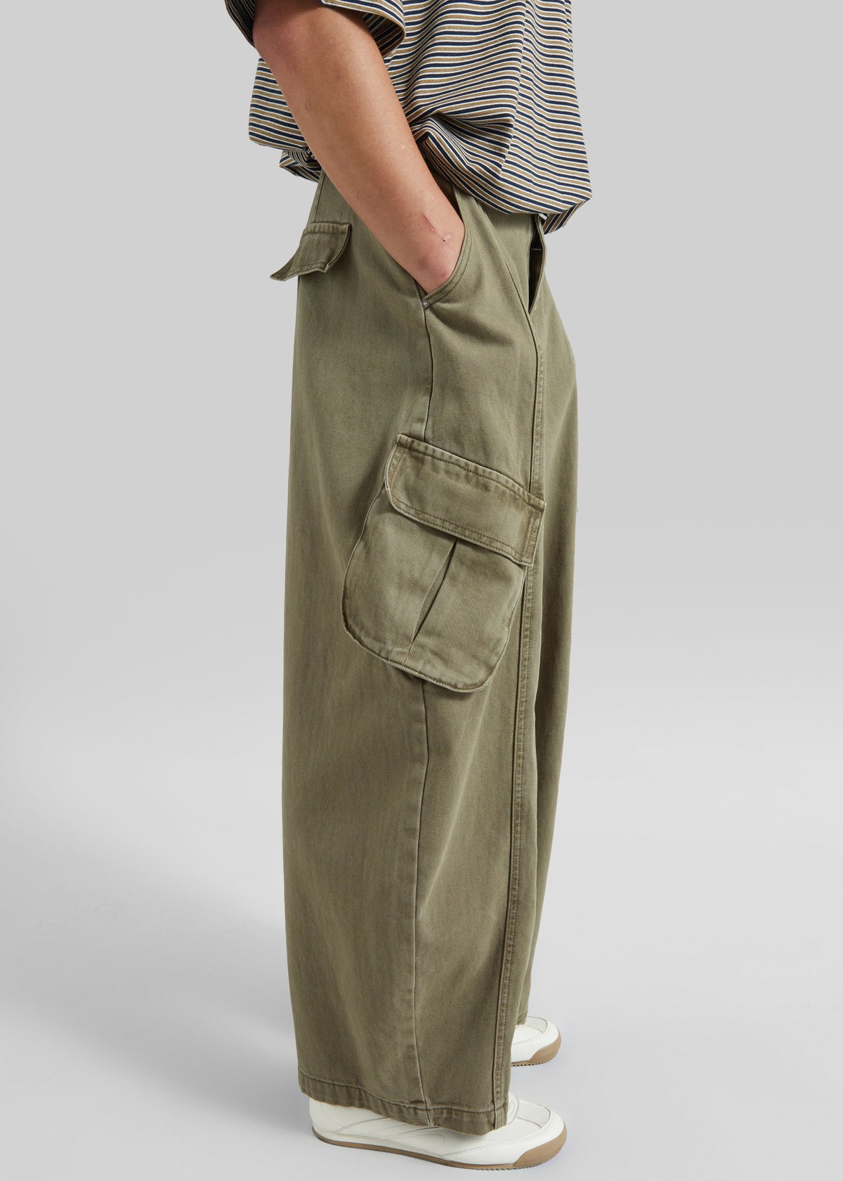 Terence Curved Cargo Pants - Pale Olive – view 1 of 10