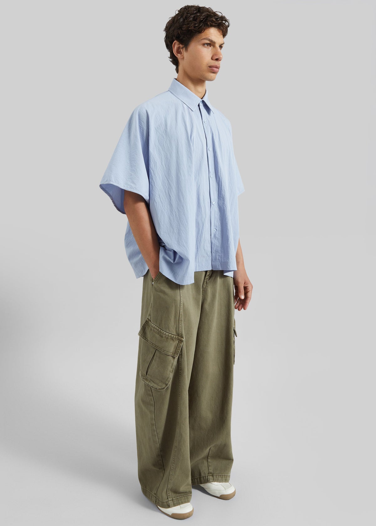 Terence Curved Cargo Pants - Pale Olive – view 4 of 10
