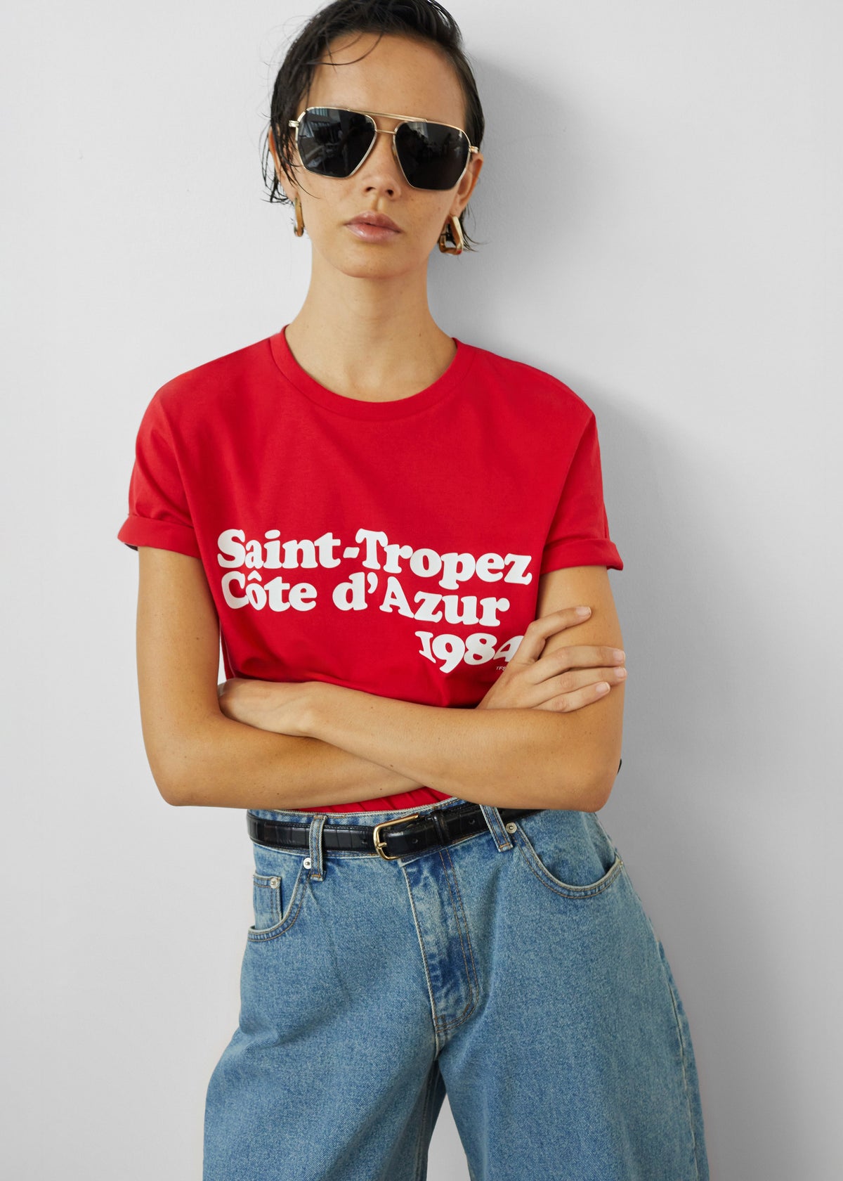 Nickishop Saint-Tropez Côte D'Azur 1984 T-Shirt - Red – view 1 of 7