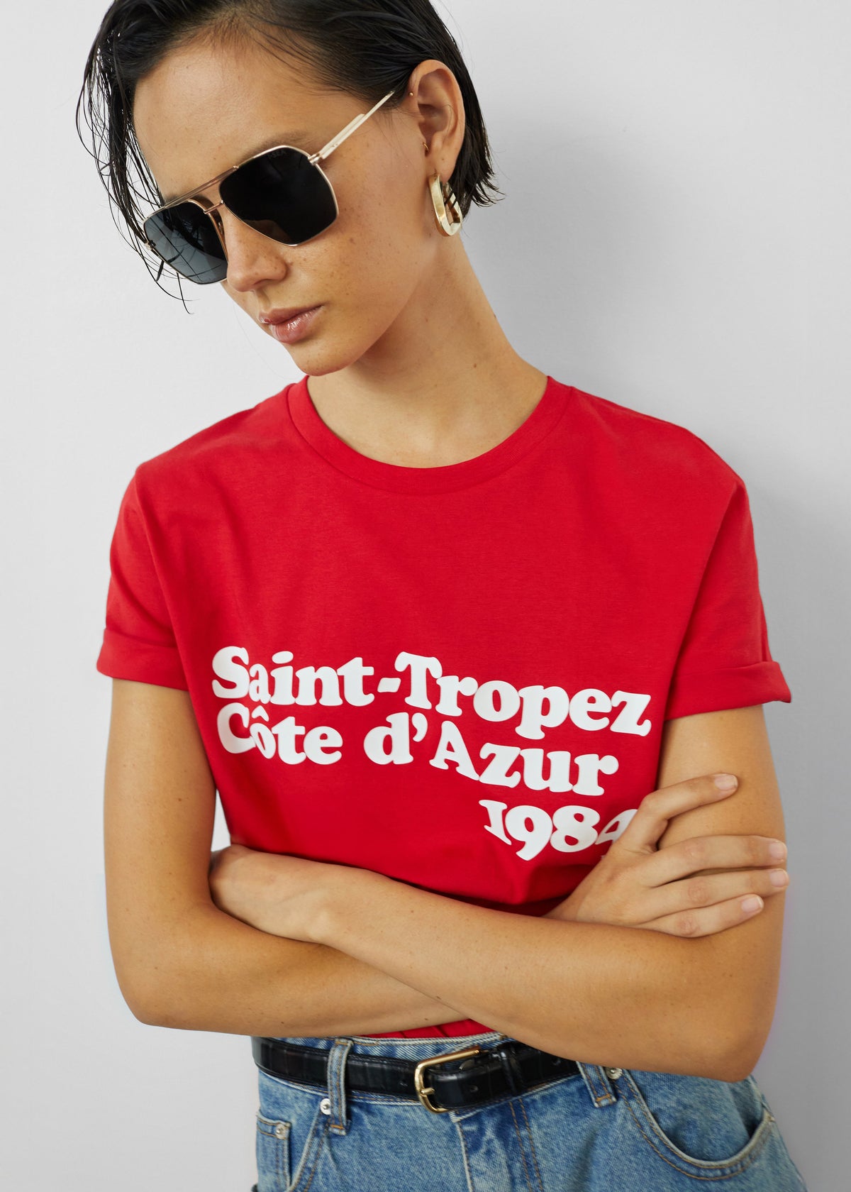 Nickishop Saint-Tropez Côte D'Azur 1984 T-Shirt - Red – view 4 of 7