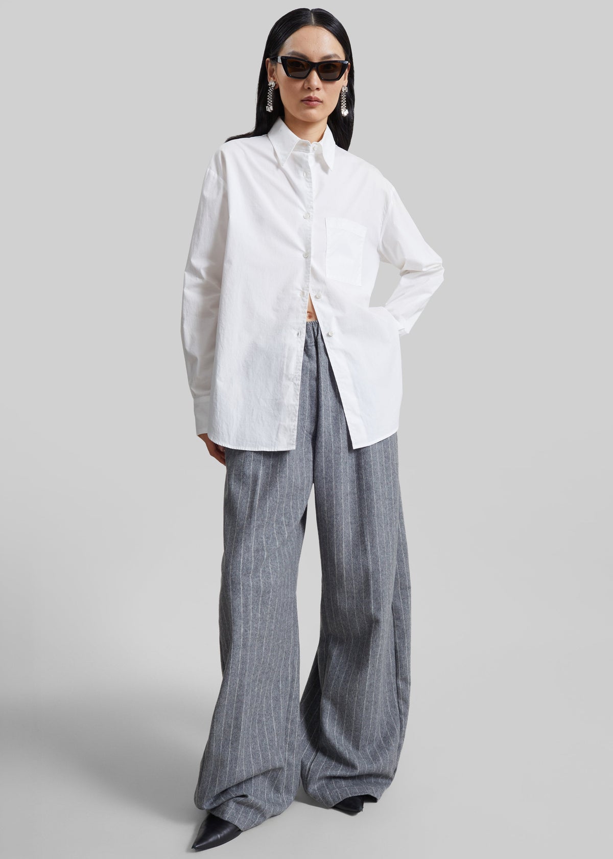 TheLatest Dora Pinstripe Wool Trousers - Light Grey – view 3 of 6