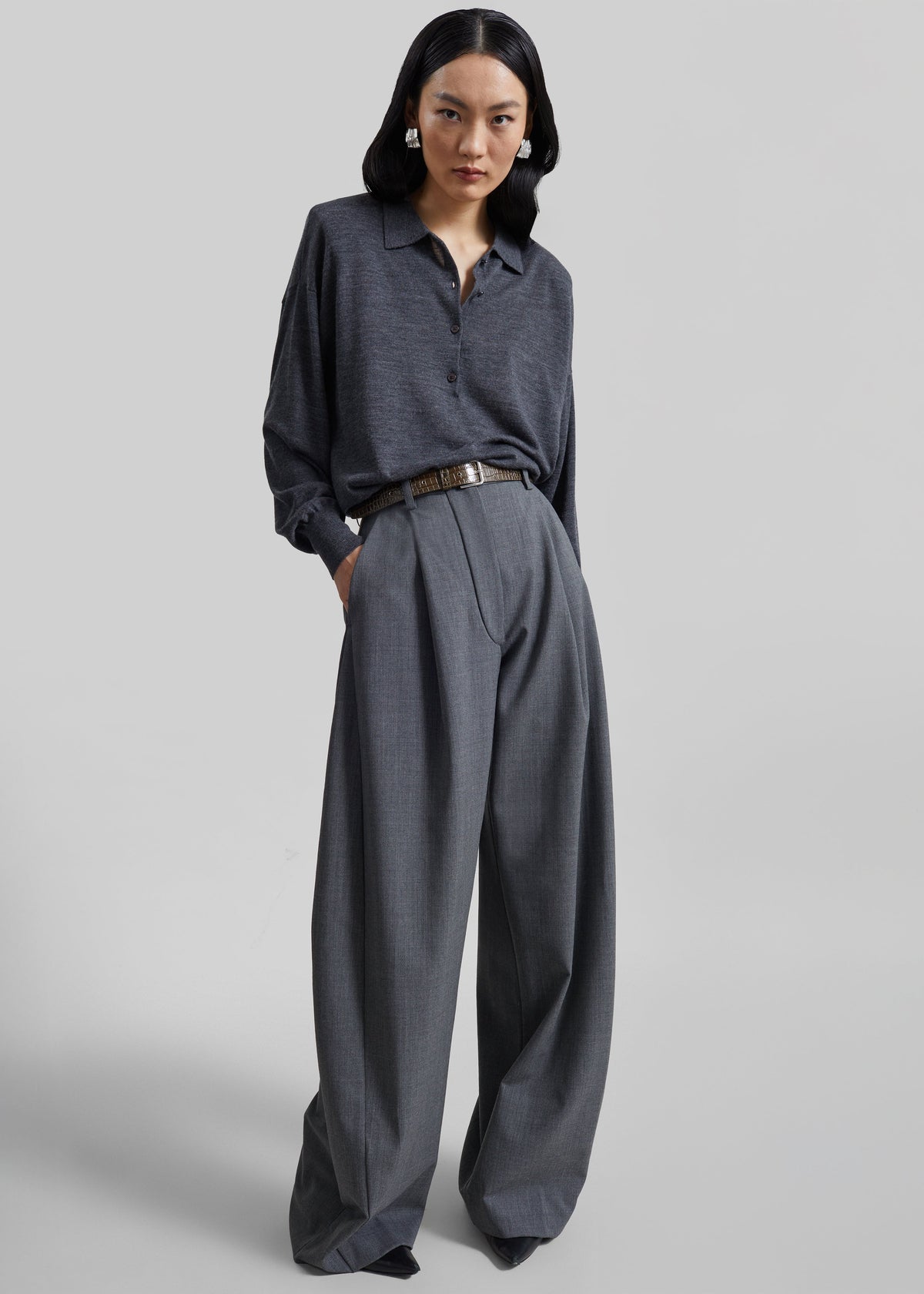TheLatest Billie Wool Trousers - Grey Melange – view 4 of 6
