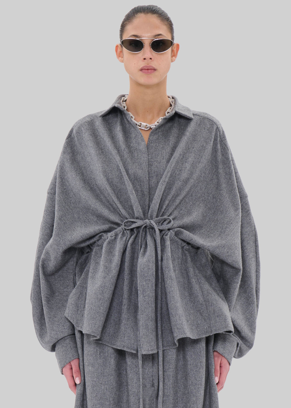 TheLatest Dalida Flannel Wool Shirt - Light Grey – view 1 of 4