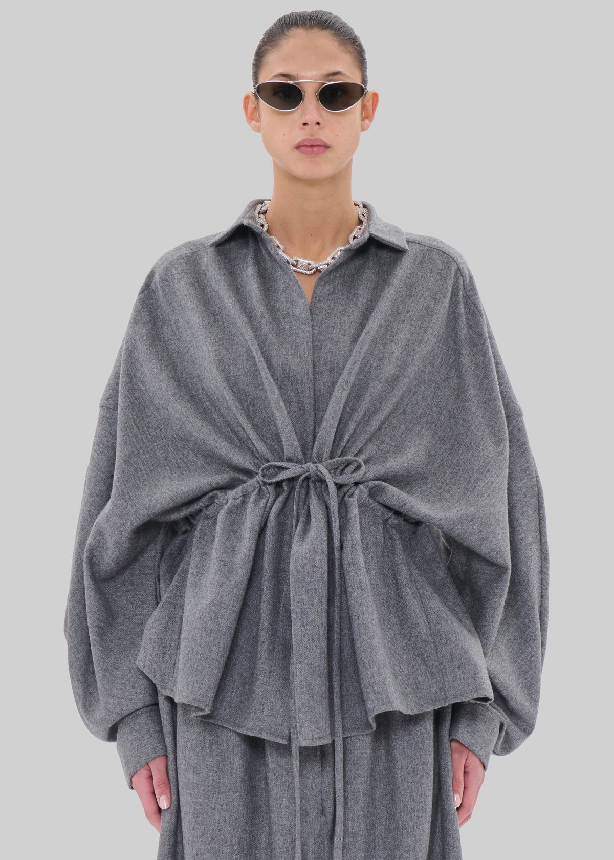 TheLatest Dalida Flannel Wool Shirt - Light Grey – view 1 of 4
