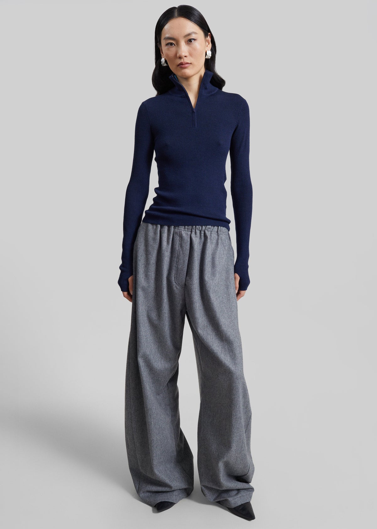 TheLatest Dora Flannel Wool Trousers - Light Grey – view 5 of 6