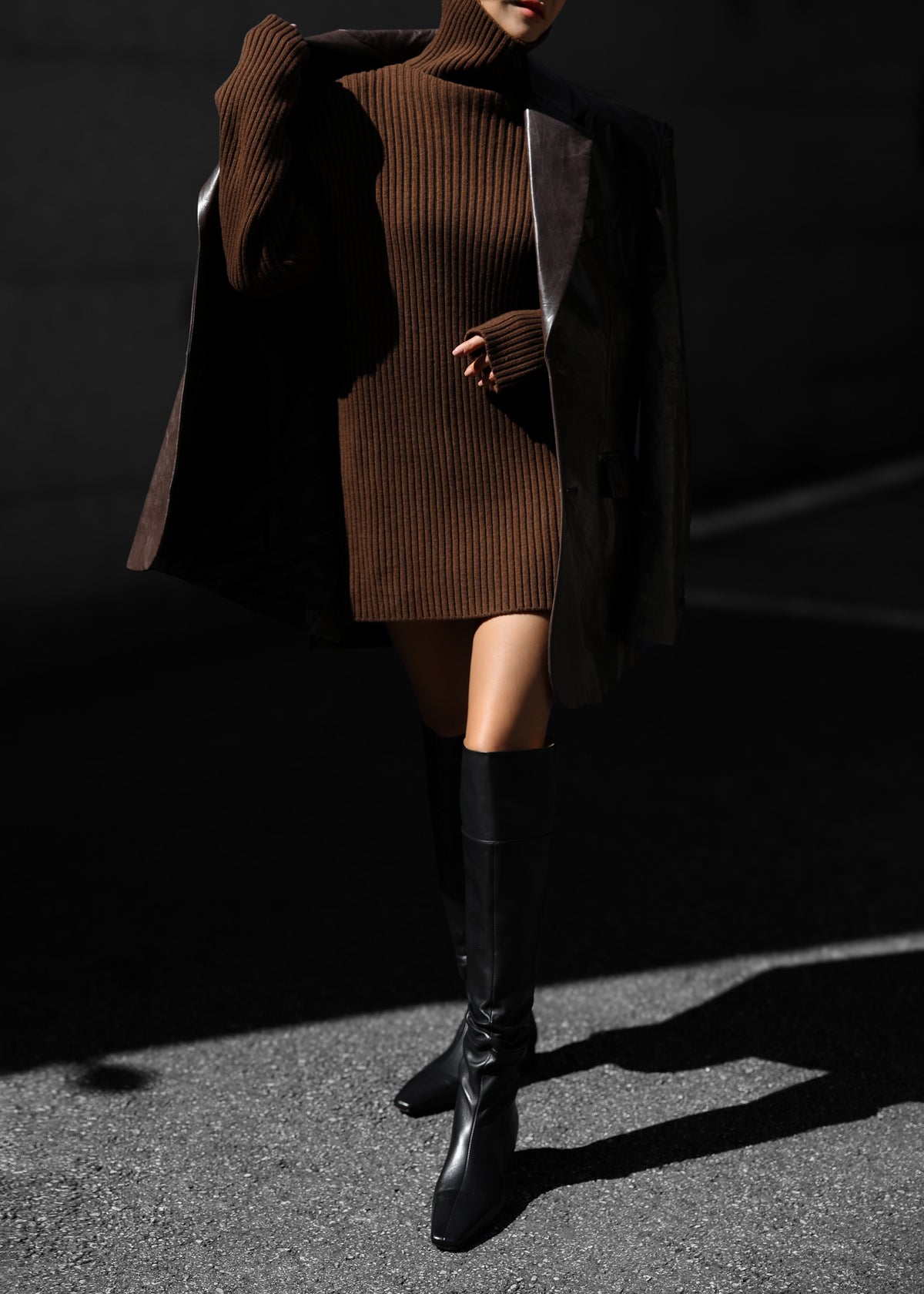 Thelma Ribbed Sweater Dress - Brown – view 5 of 9