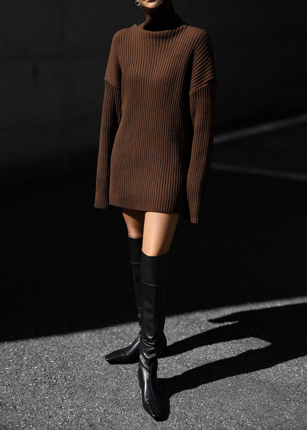 Thelma Ribbed Sweater Dress - Brown – view 2 of 9