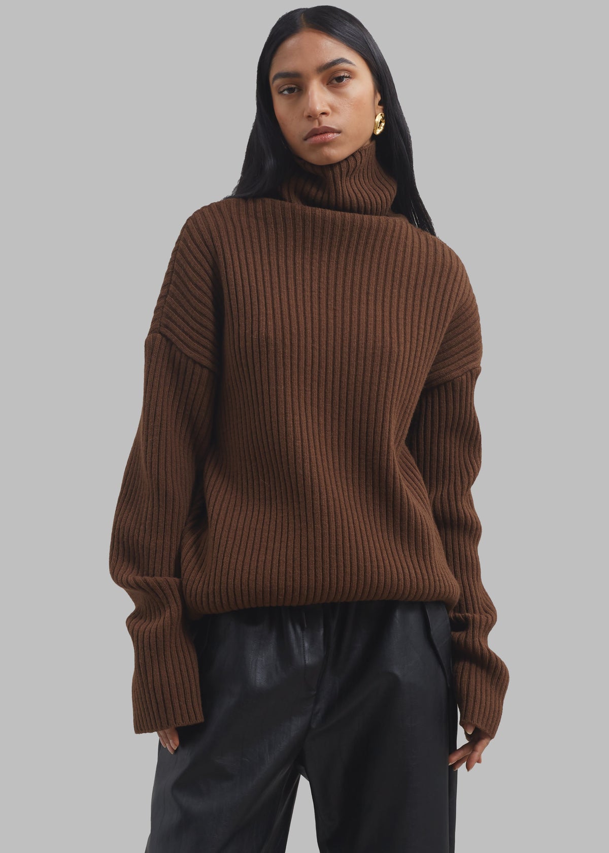Thelma Ribbed Sweater Dress - Brown – view 4 of 9
