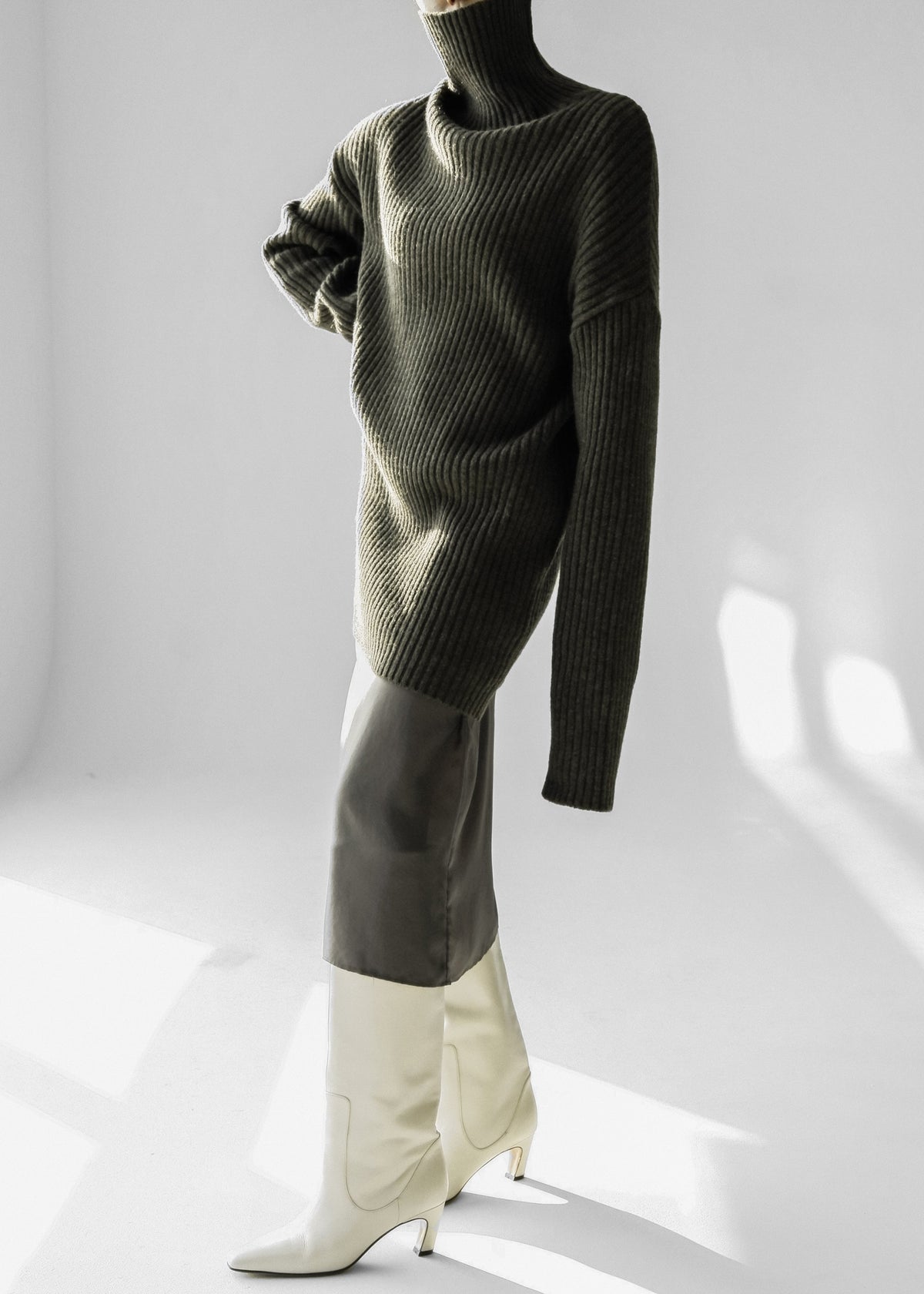 Thelma Ribbed Sweater Dress - Khaki – view 1 of 11