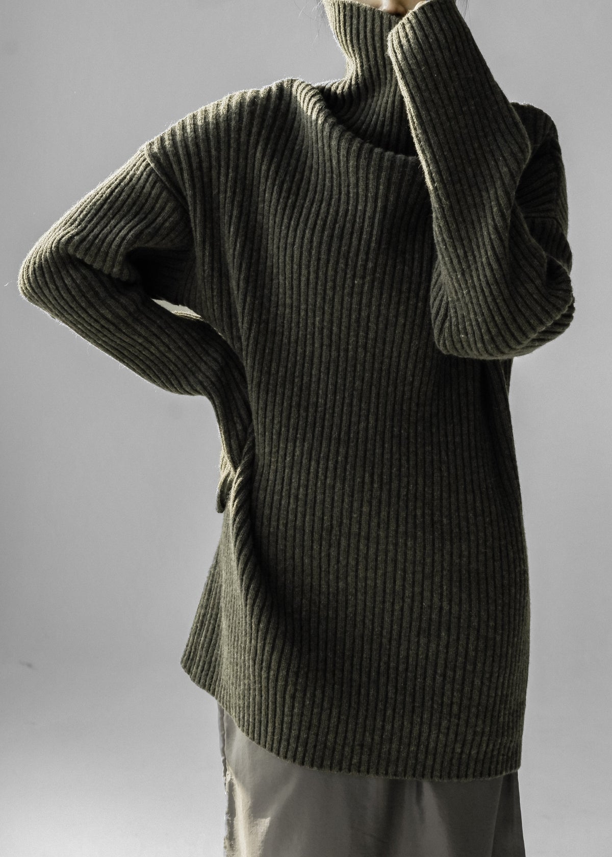Thelma Ribbed Sweater Dress - Khaki – view 7 of 11