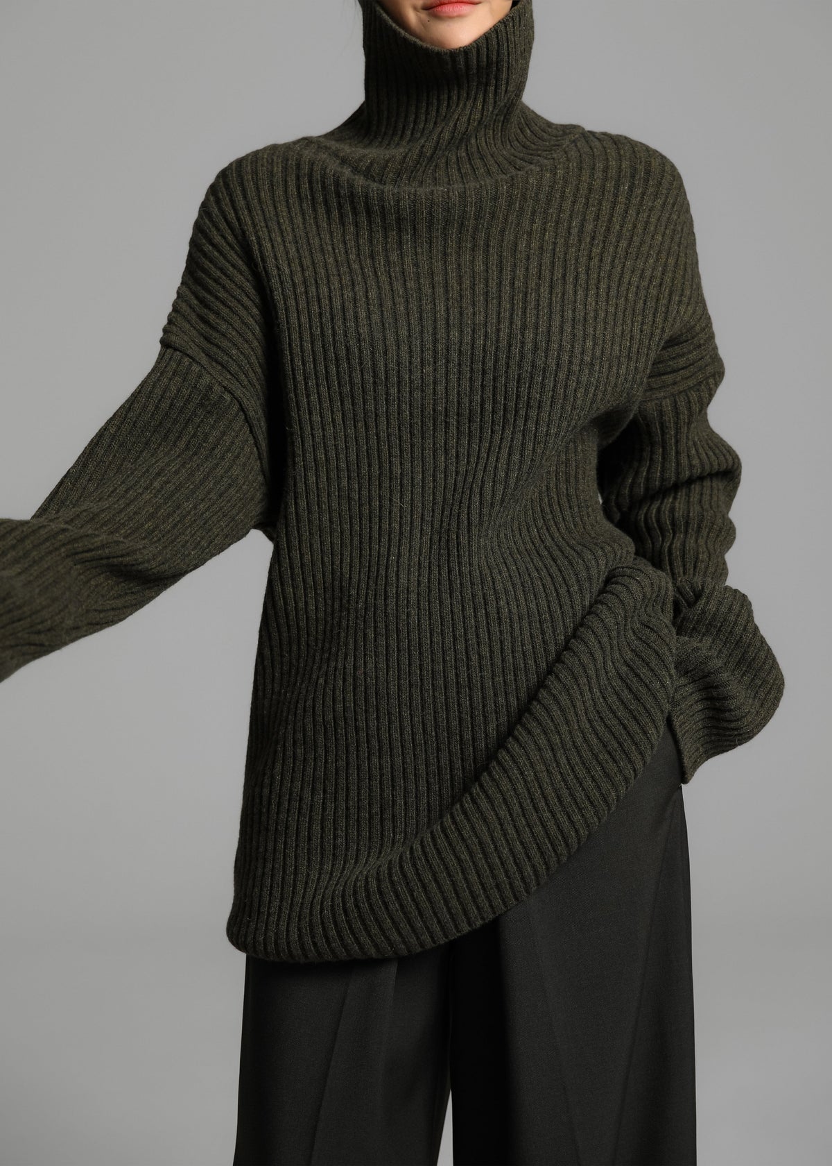Thelma Ribbed Sweater Dress - Khaki – view 9 of 11