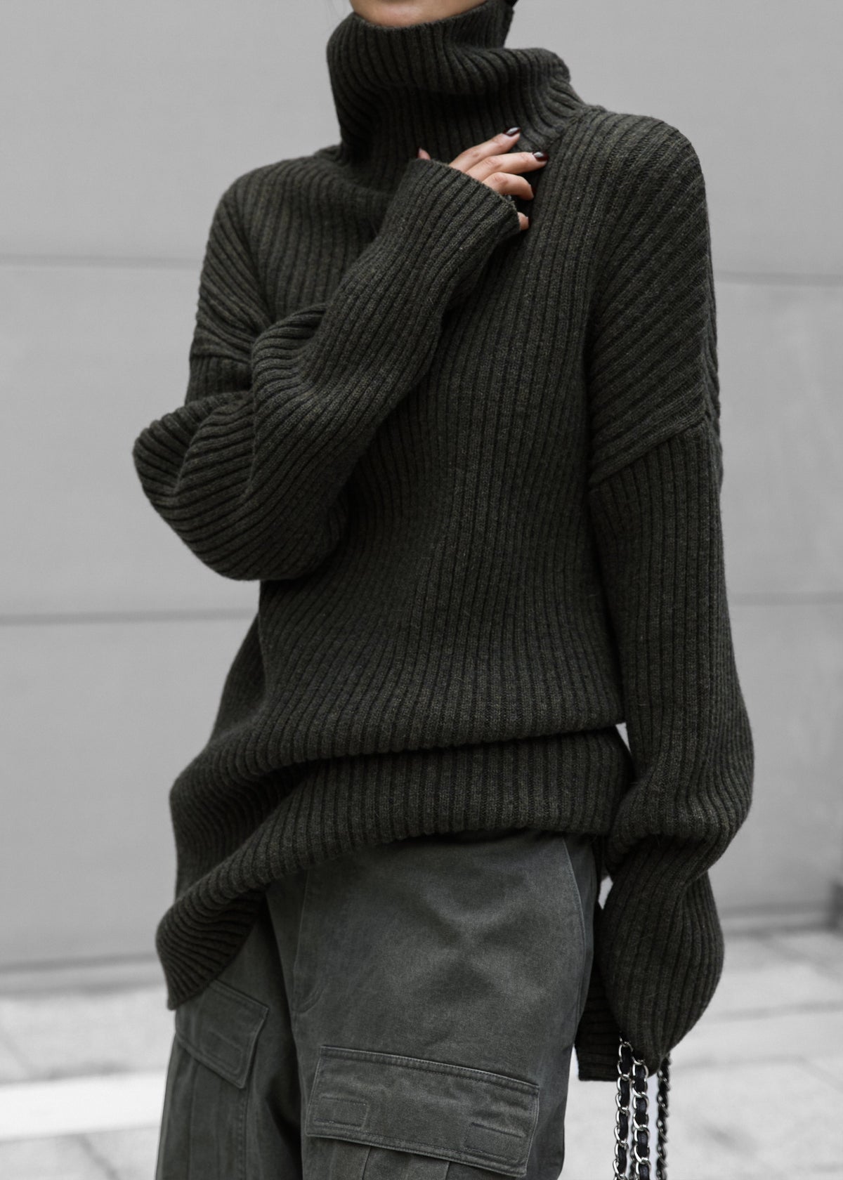 Thelma Ribbed Sweater Dress - Khaki – view 4 of 11