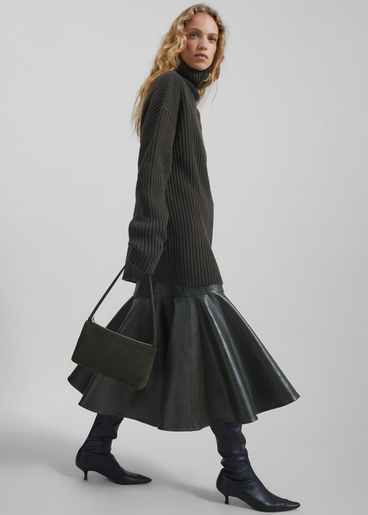 Thelma Ribbed Sweater Dress - Khaki – view 5 of 11