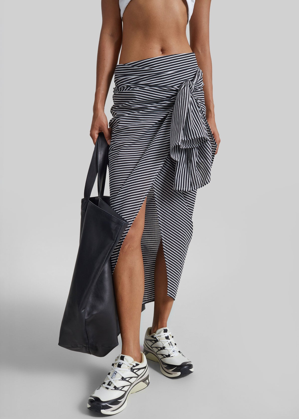 Thira Wrap Skirt - Black/White Stripe – view 2 of 11