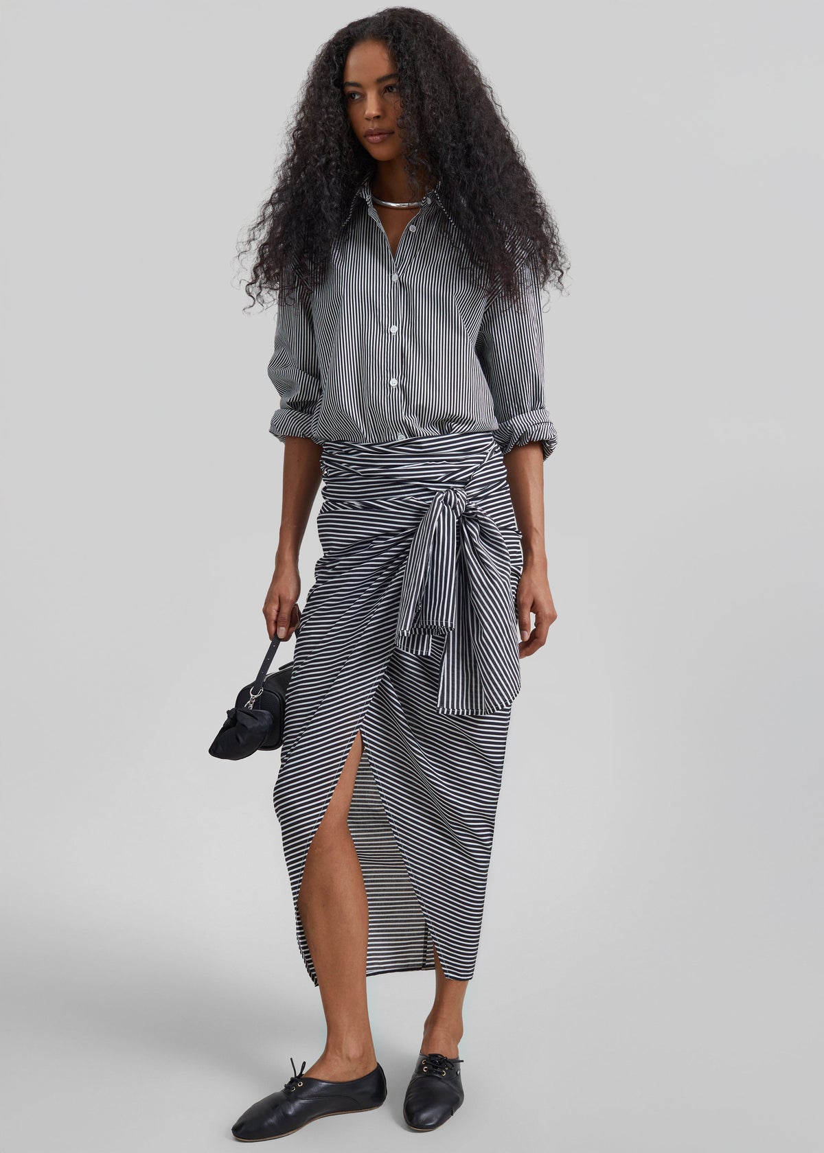 Thira Wrap Skirt - Black/White Stripe – view 1 of 11