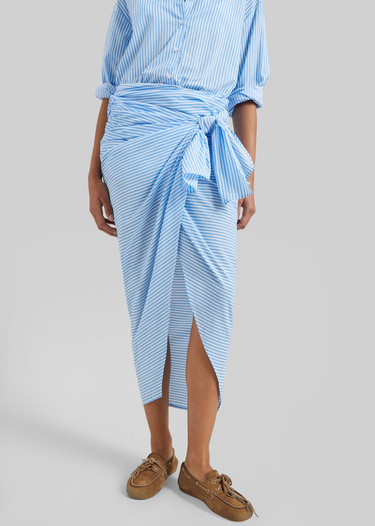 Thira Wrap Skirt - White/Light Blue – view 4 of 7