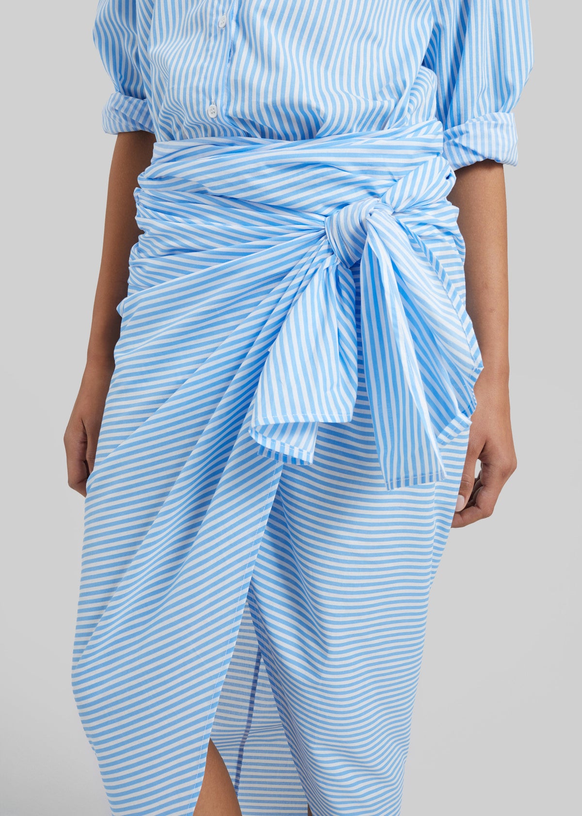 Thira Wrap Skirt - White/Light Blue – view 2 of 7