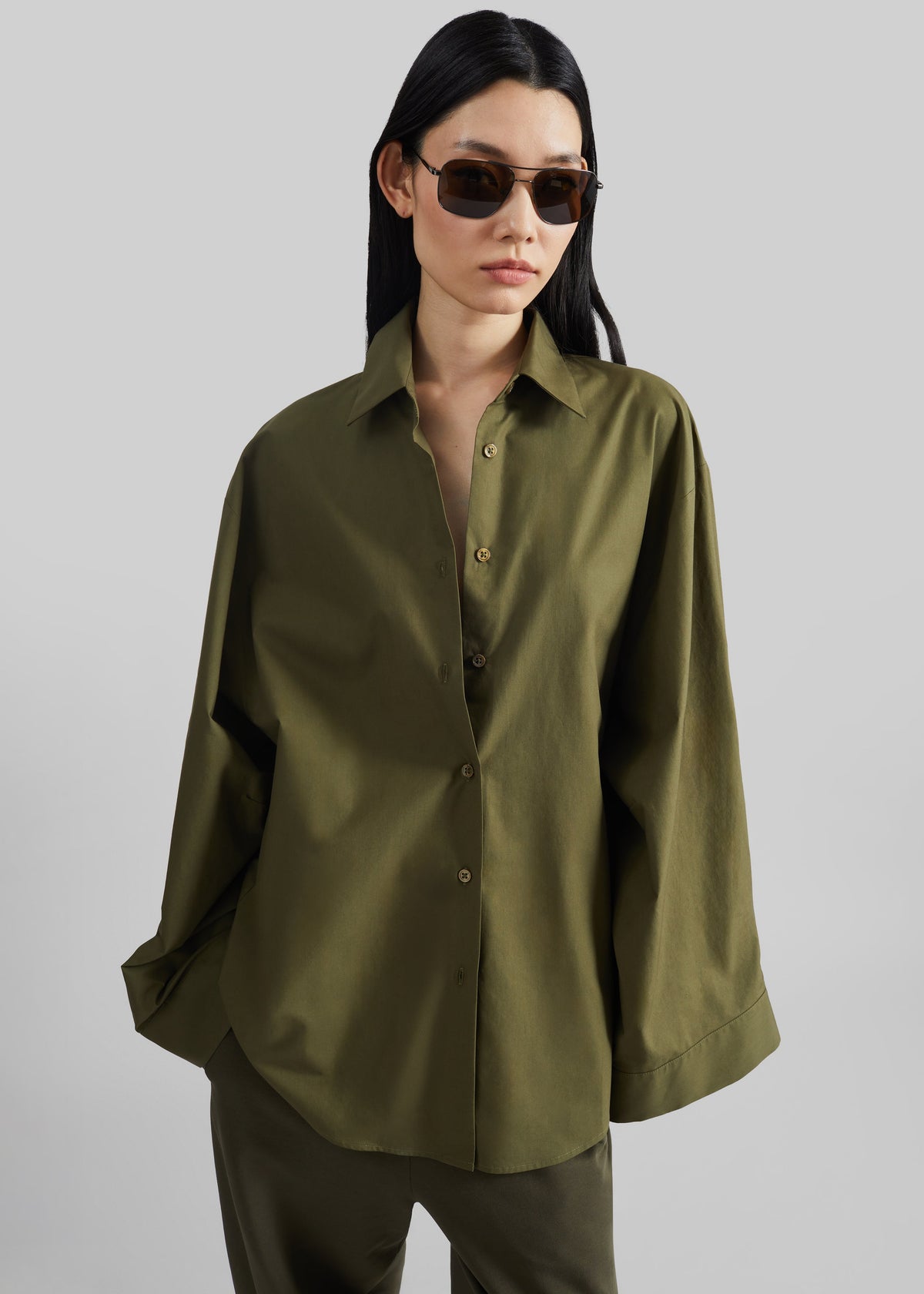 Tila Wide Sleeve Shirt - Olive – view 7 of 9