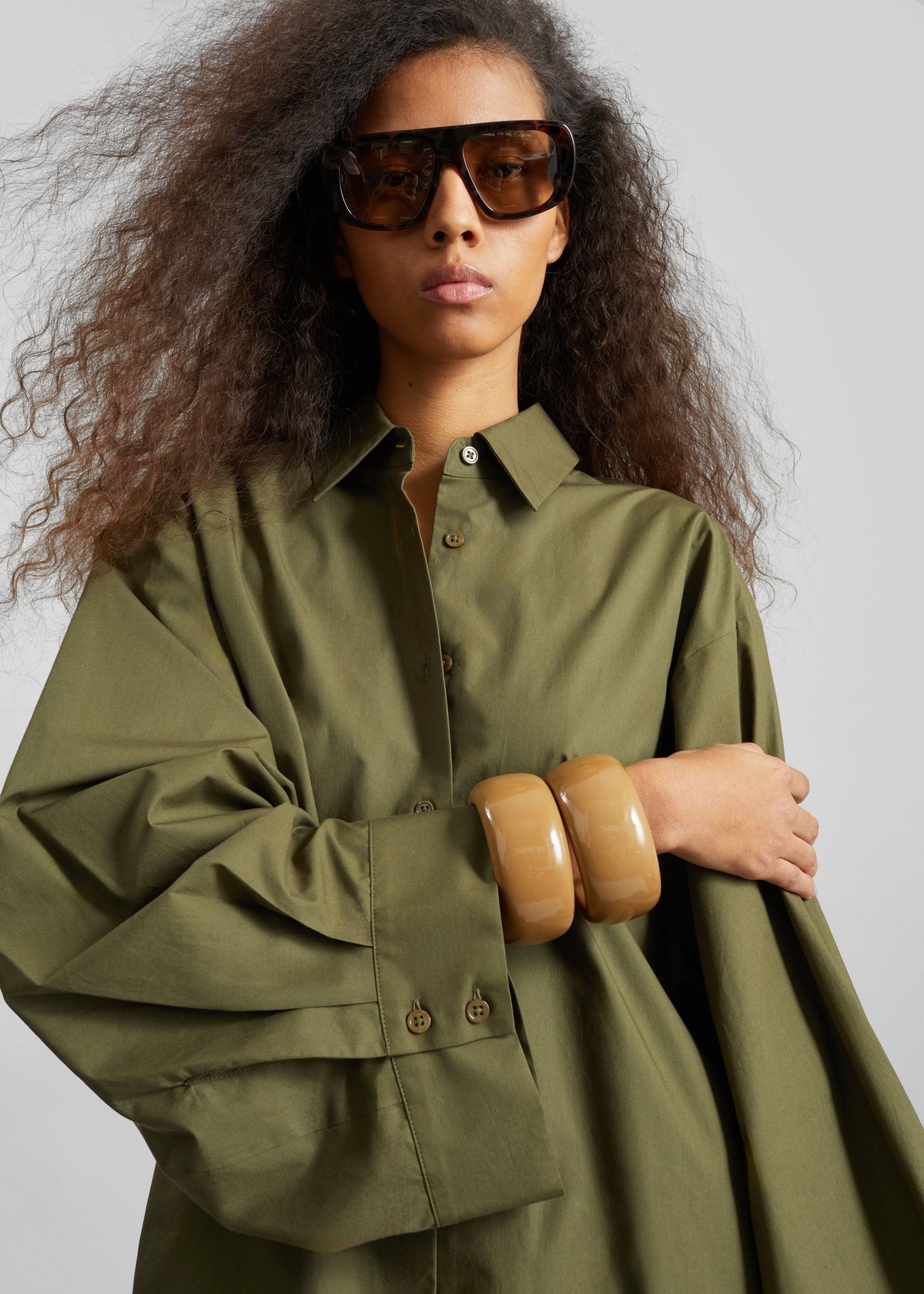 Tila Wide Sleeve Shirt - Olive – view 5 of 9