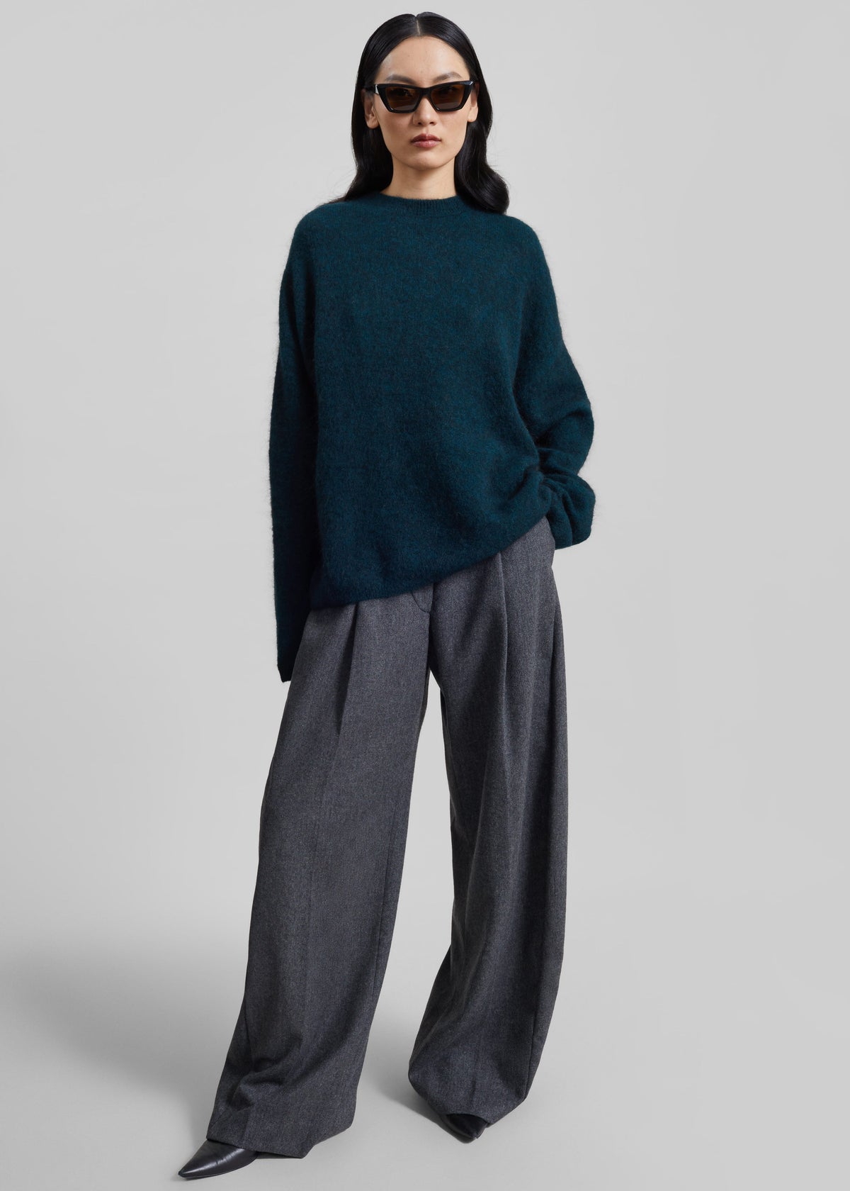 Timea Mohair Fuzzy Sweater - Bottle Green – view 2 of 8